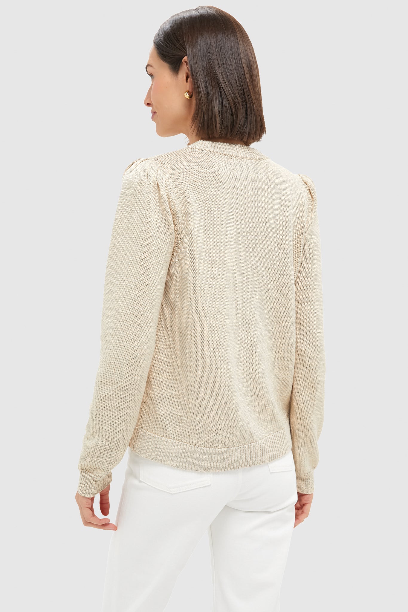 Metallic Cropped Cotton Puff Sleeve Americana - Image 5