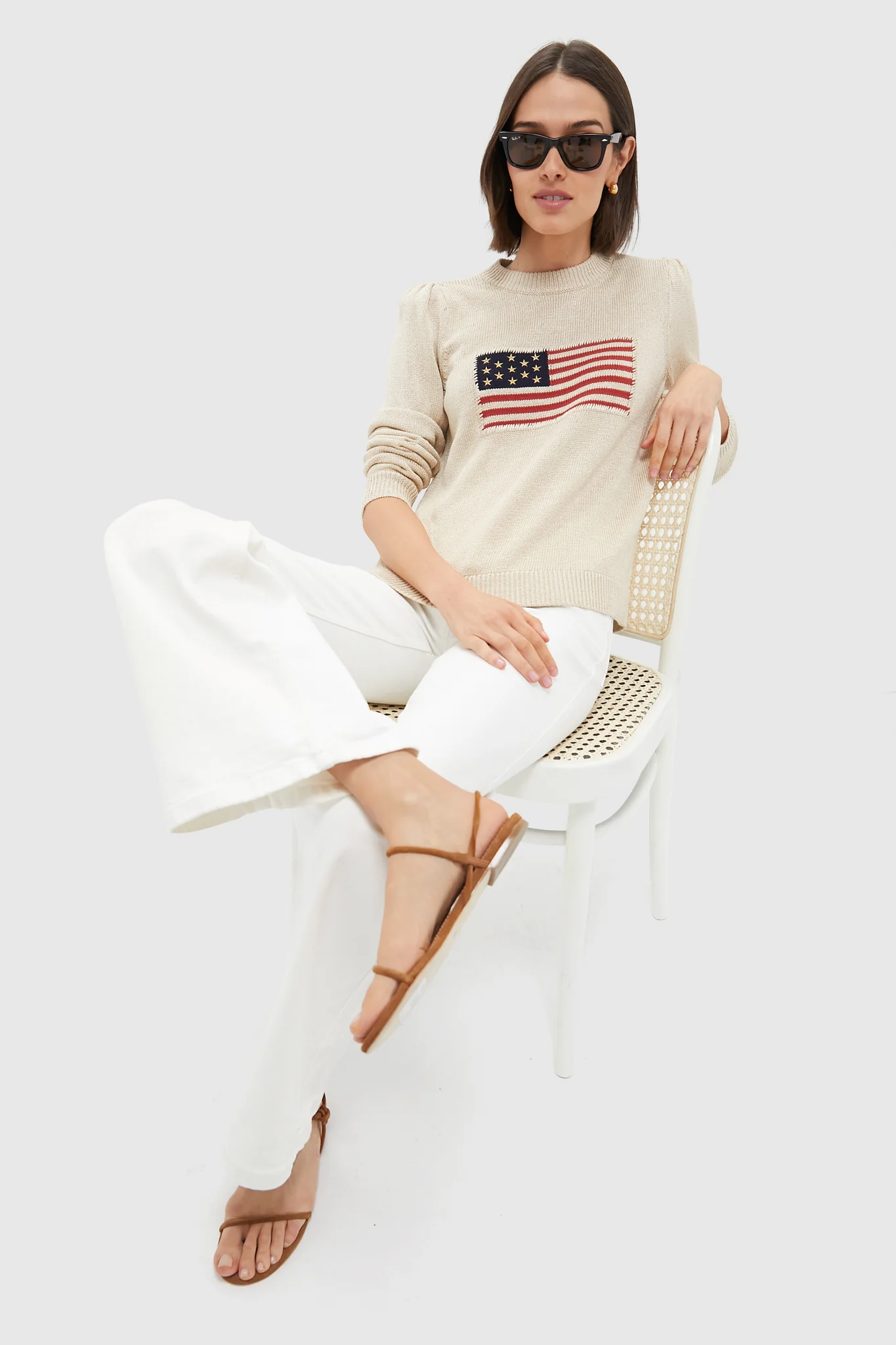 Metallic Cropped Cotton Puff Sleeve Americana - Image 7