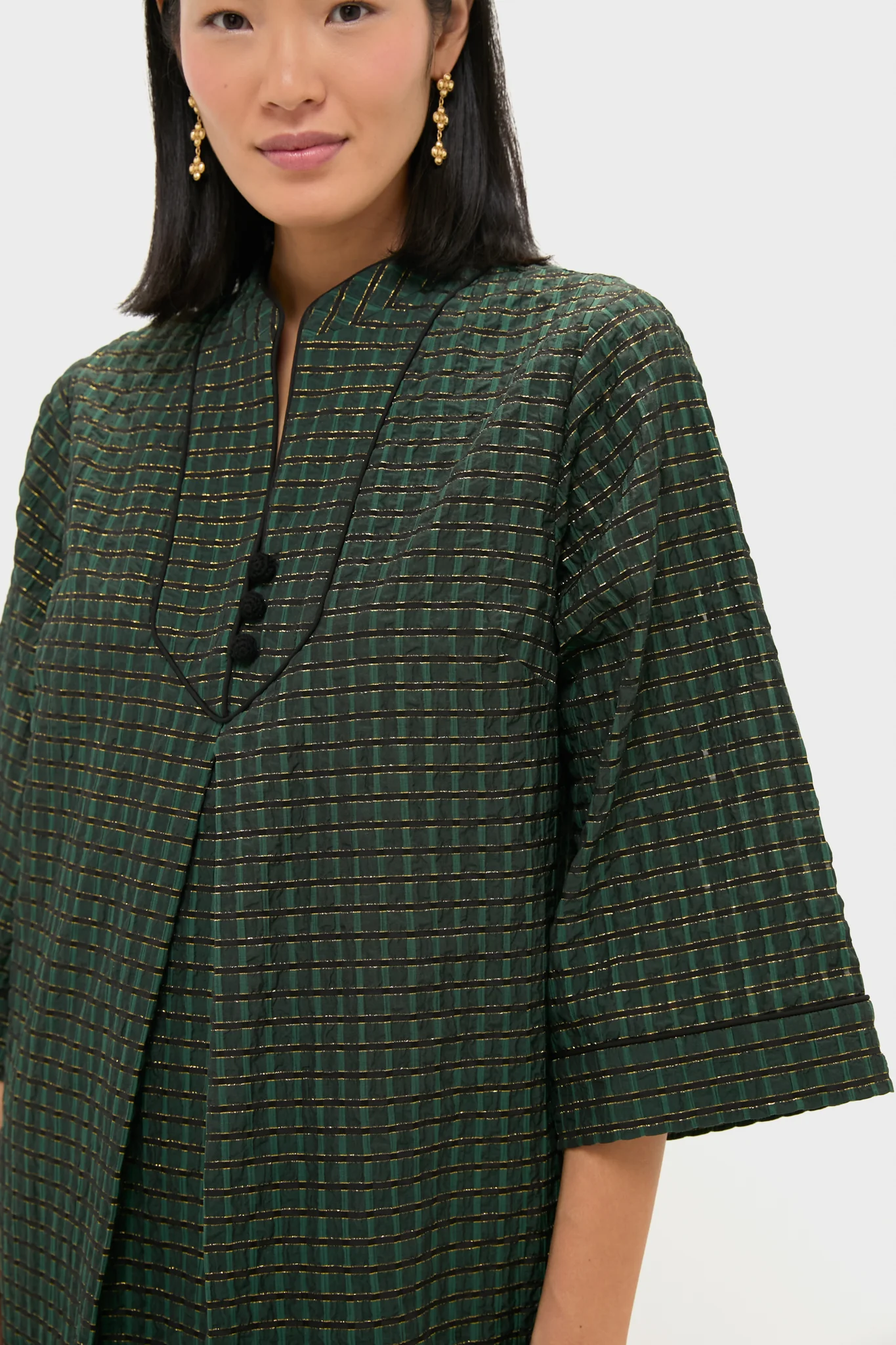 Metallic Green Plaid Indy Maxi Dress - Image 2