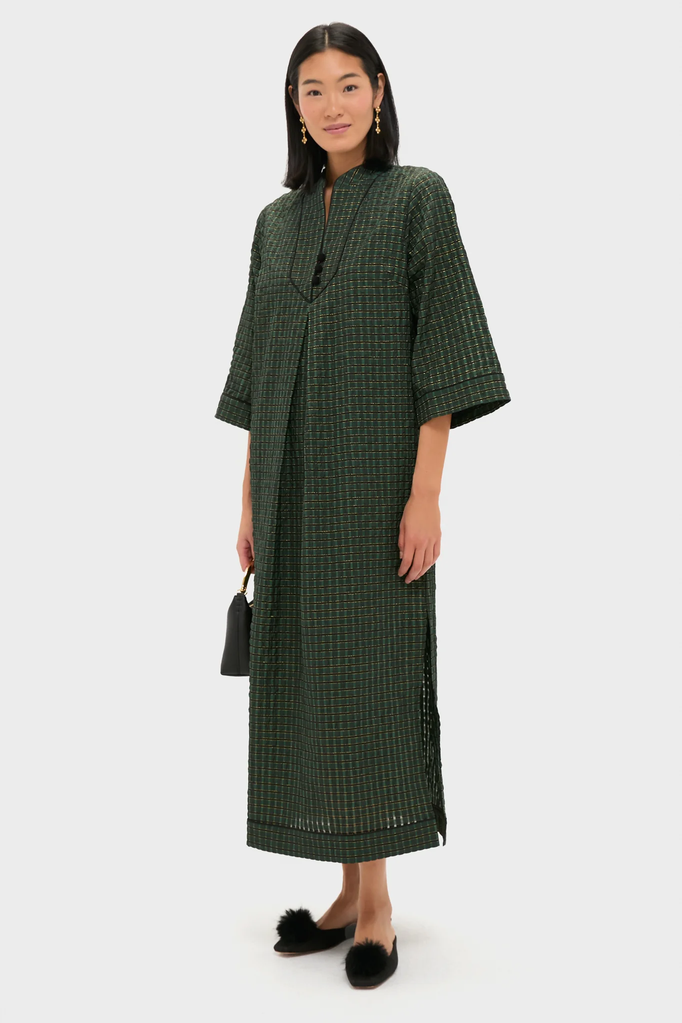 Metallic Green Plaid Indy Maxi Dress - Image 4