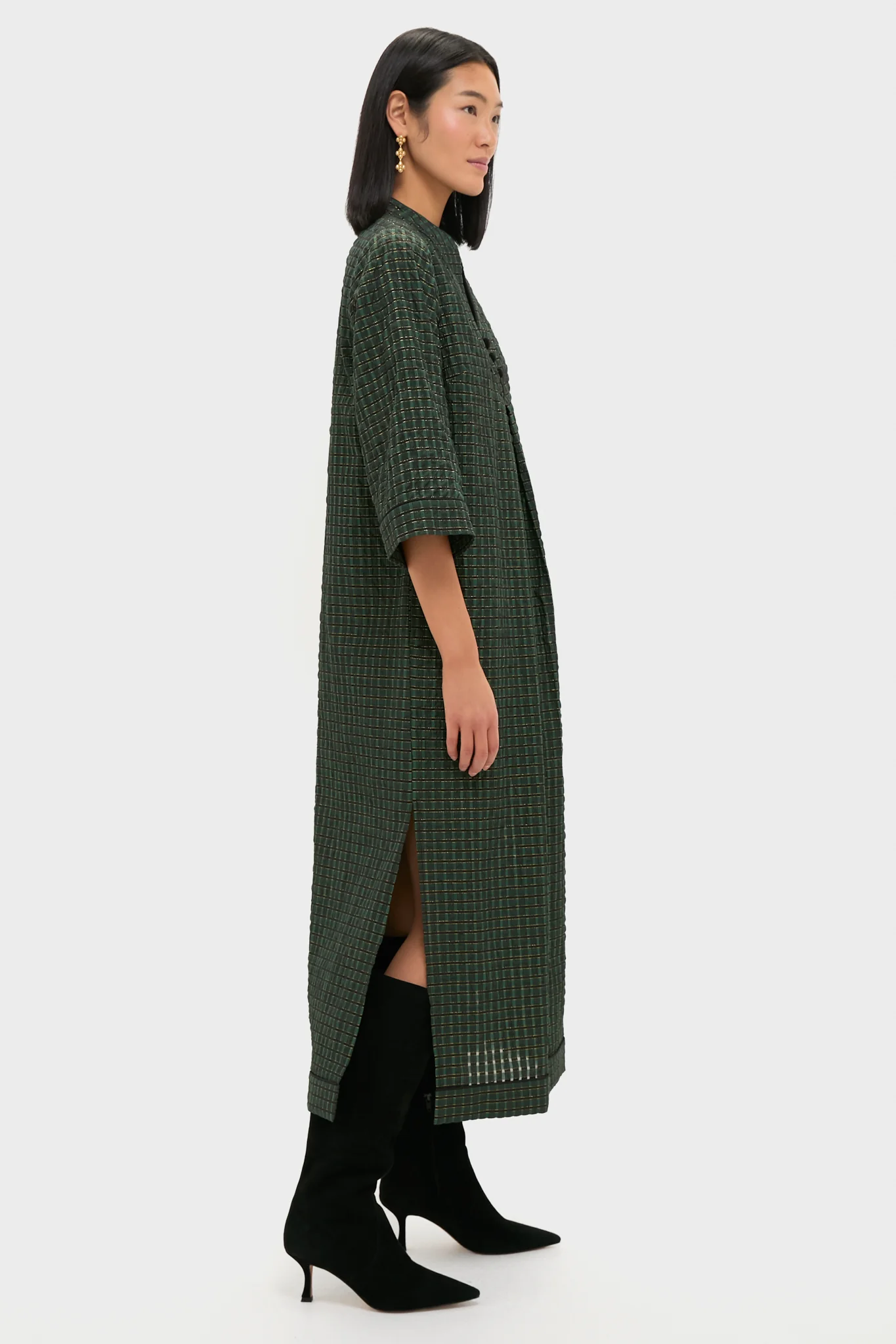 Metallic Green Plaid Indy Maxi Dress - Image 5