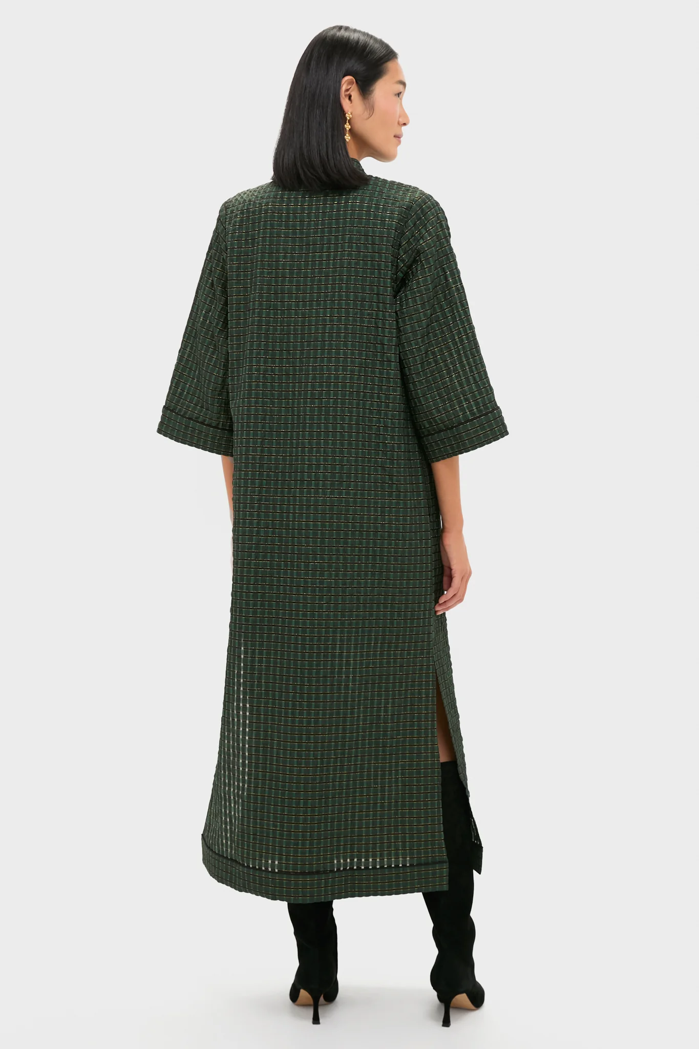 Metallic Green Plaid Indy Maxi Dress - Image 6