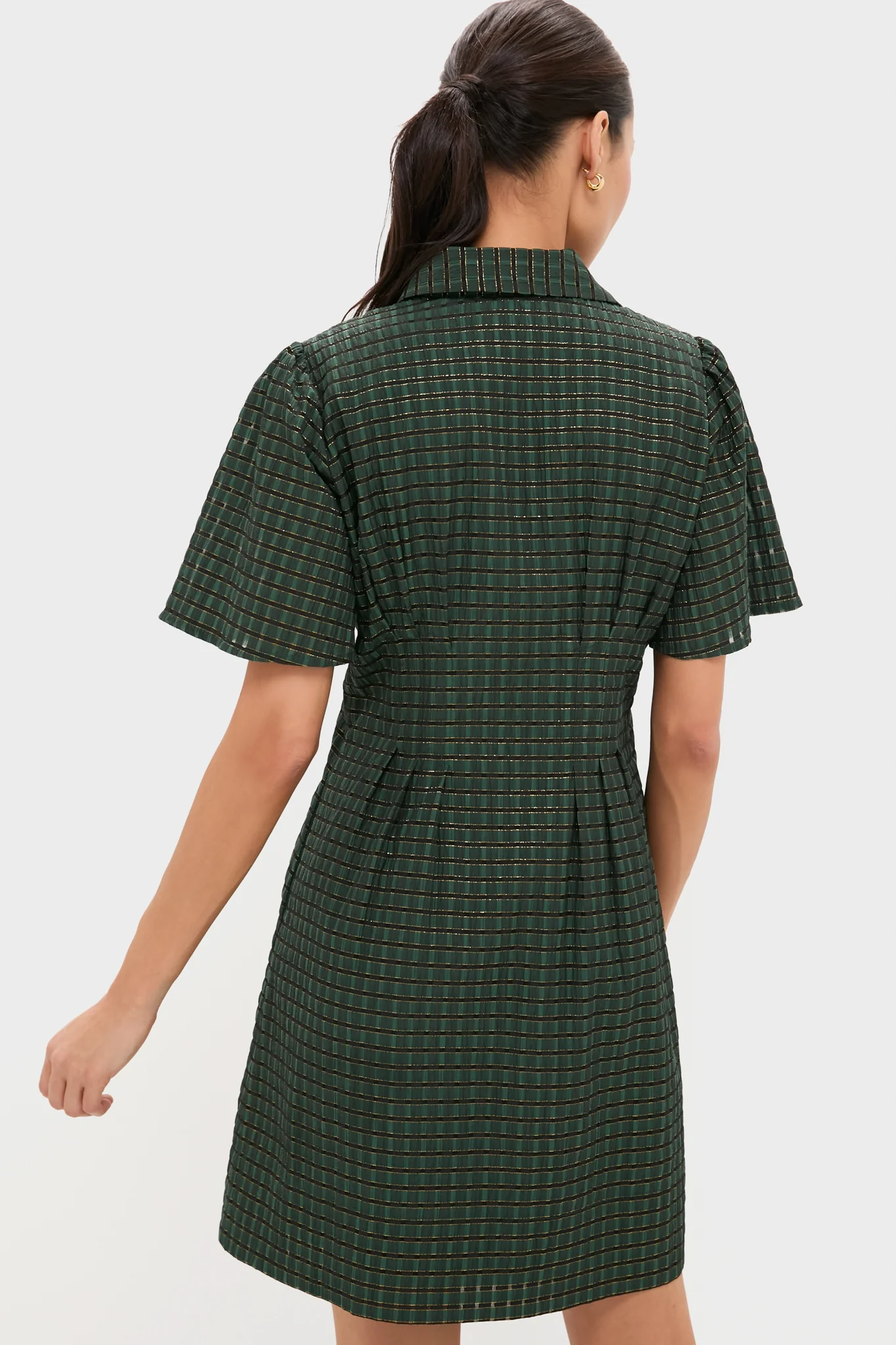 Metallic Green Plaid Mini Delaney Dress - Image 4