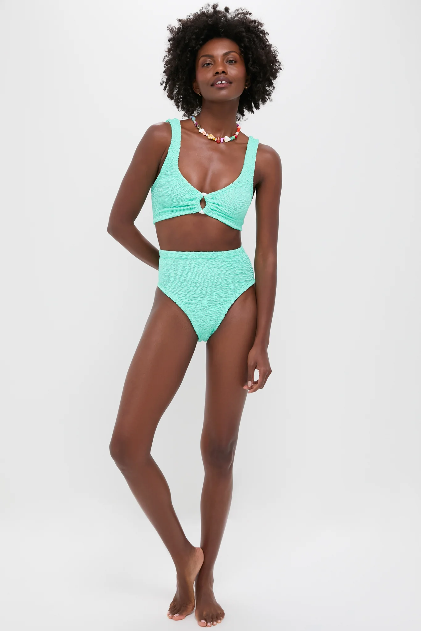Metallic Mint Nadine Bikini with Pearly Hoop - Image 6