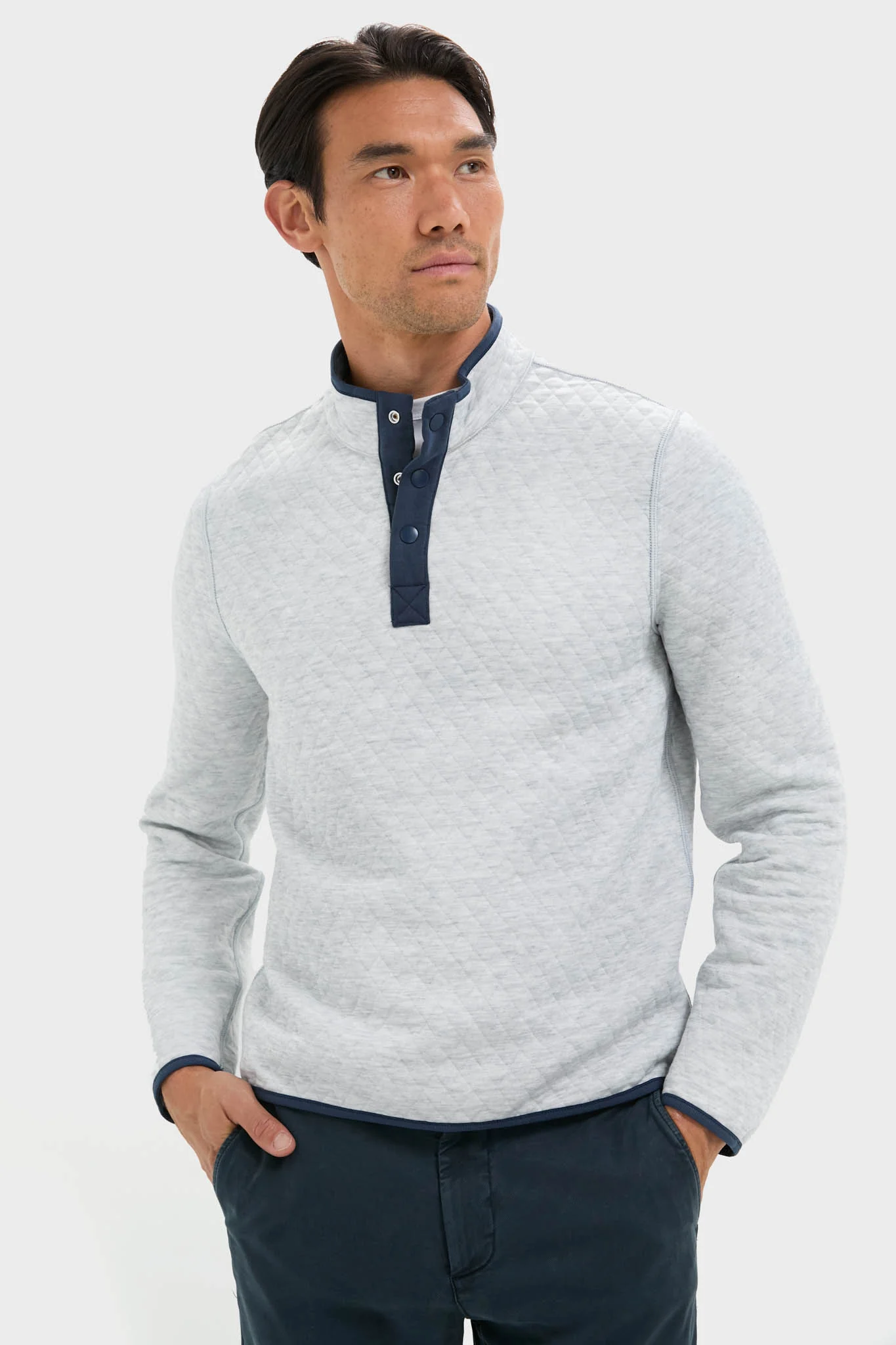 Mid Blue Light Grey Corbet Reversible Pullover - Image 2