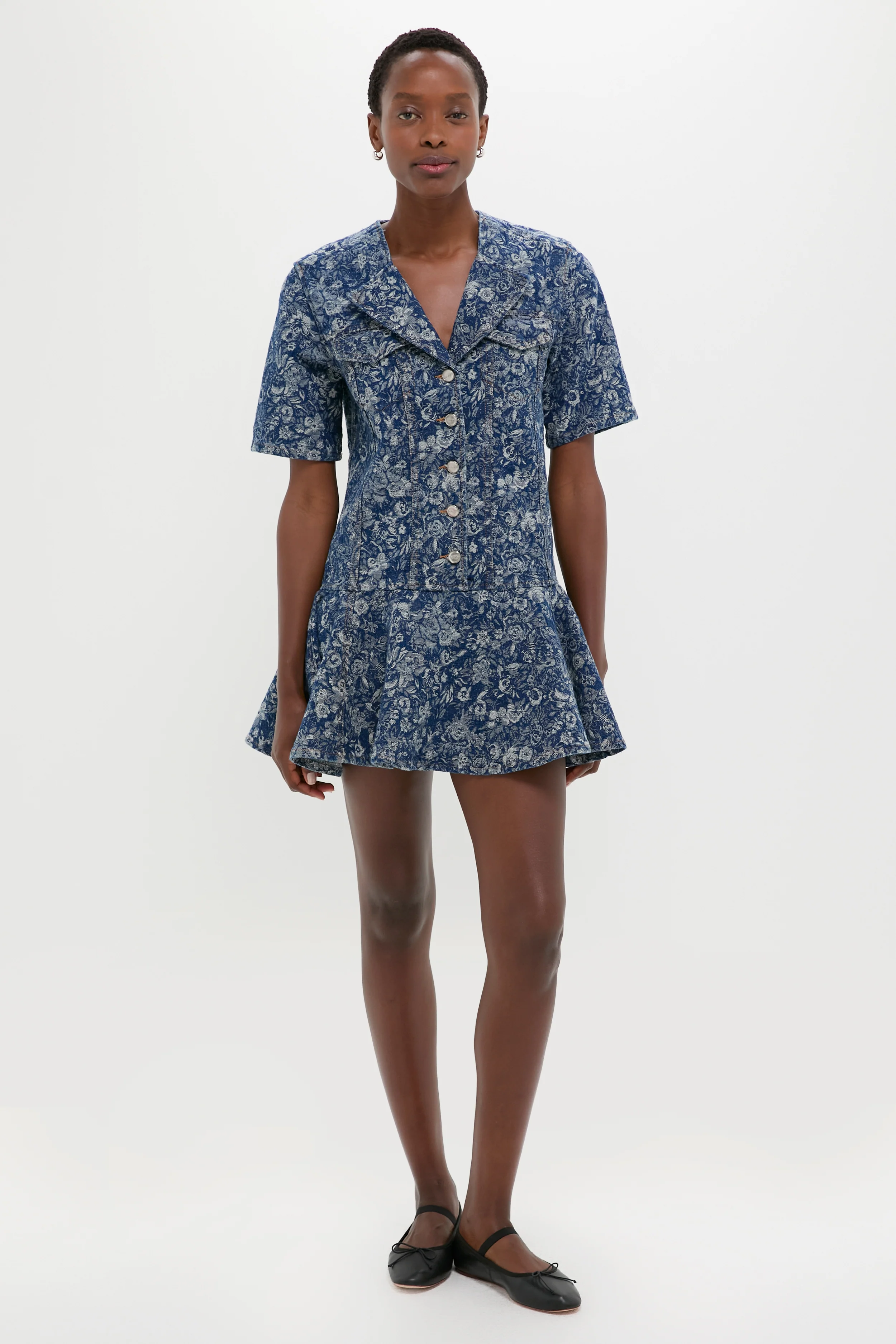 Mid Blue Stone Tapestry Denim Mini Dress
