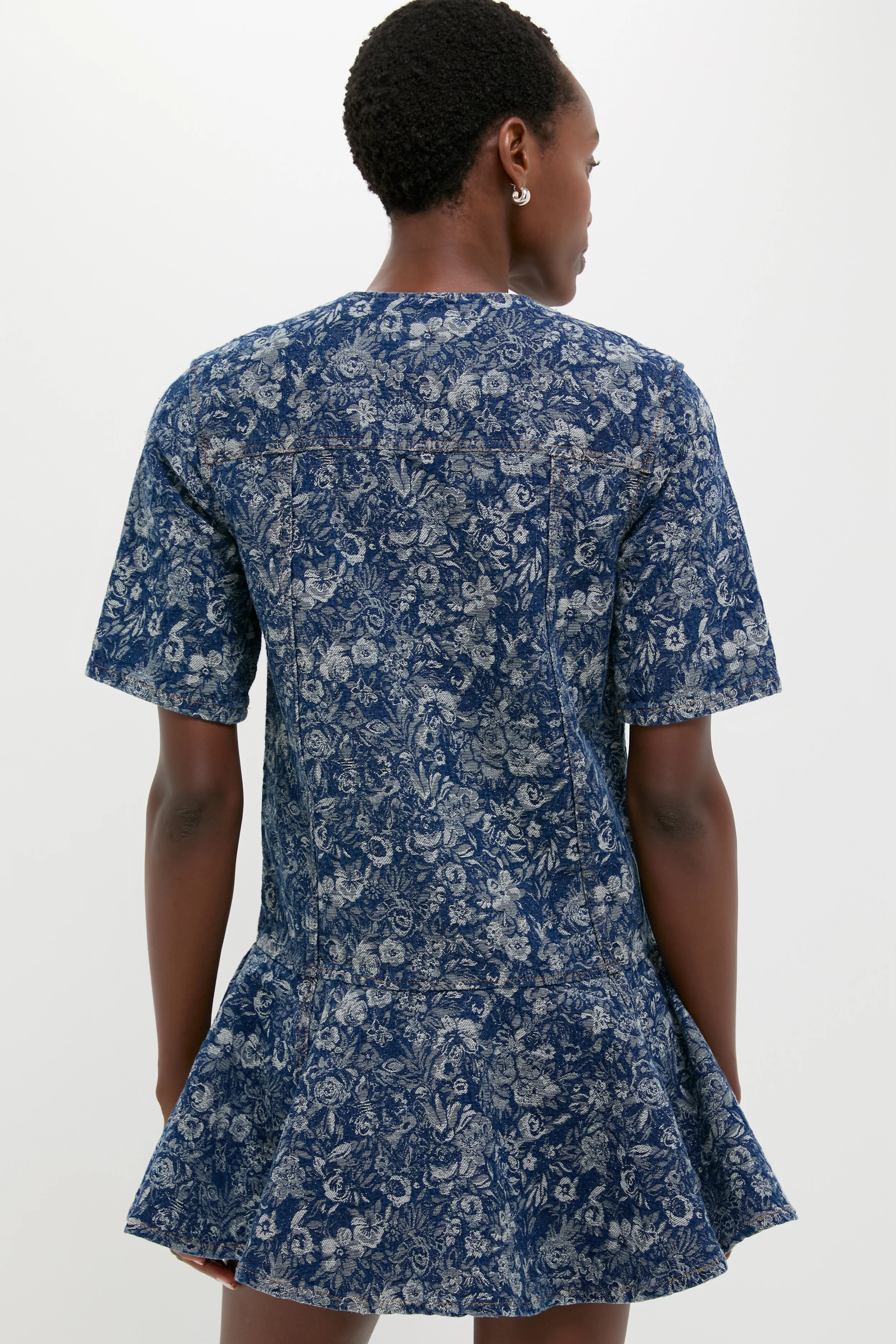 Mid Blue Stone Tapestry Denim Mini Dress - Image 3