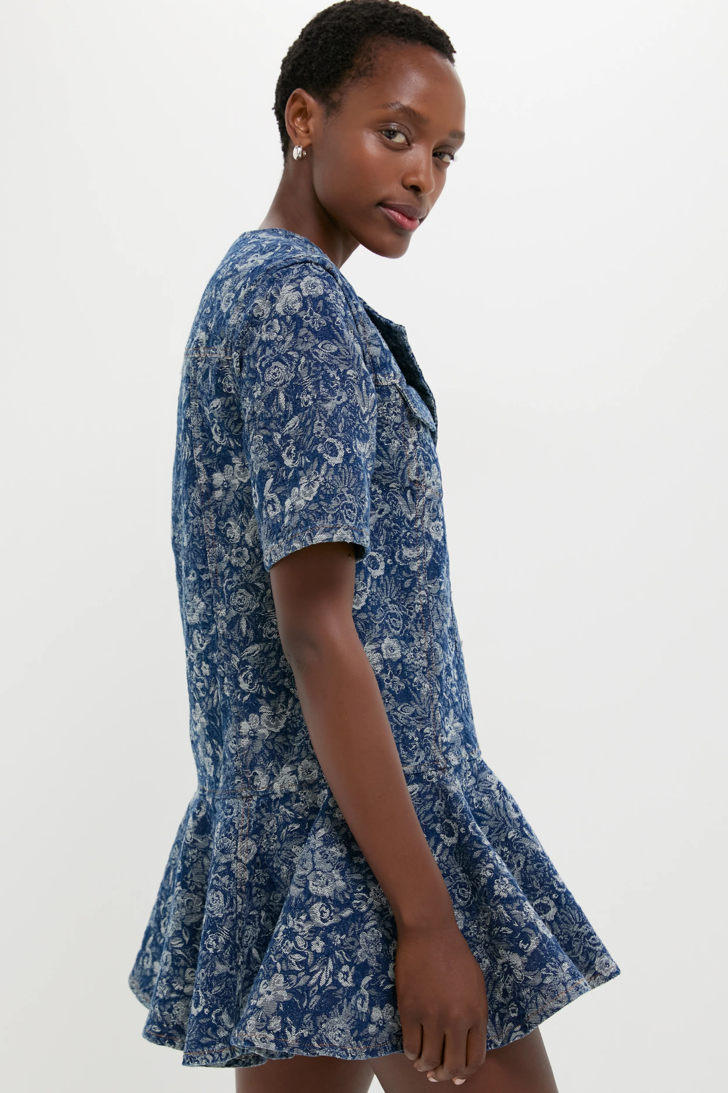 Mid Blue Stone Tapestry Denim Mini Dress - Image 4