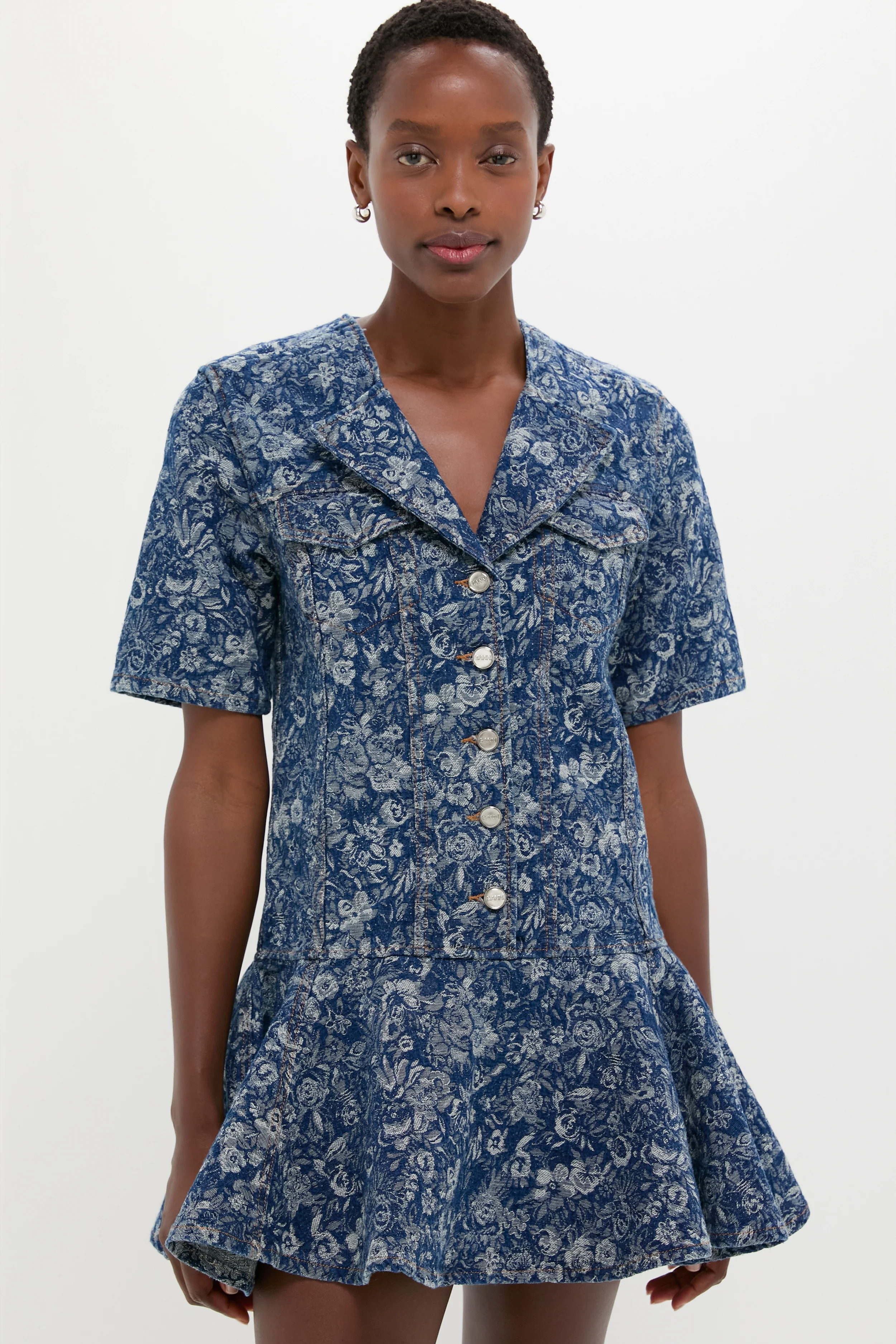 Mid Blue Stone Tapestry Denim Mini Dress - Image 6