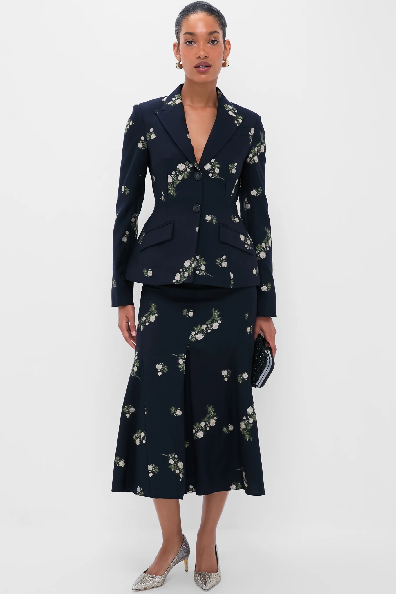 Midnight Blue Pencil Midi Skirt - Image 2