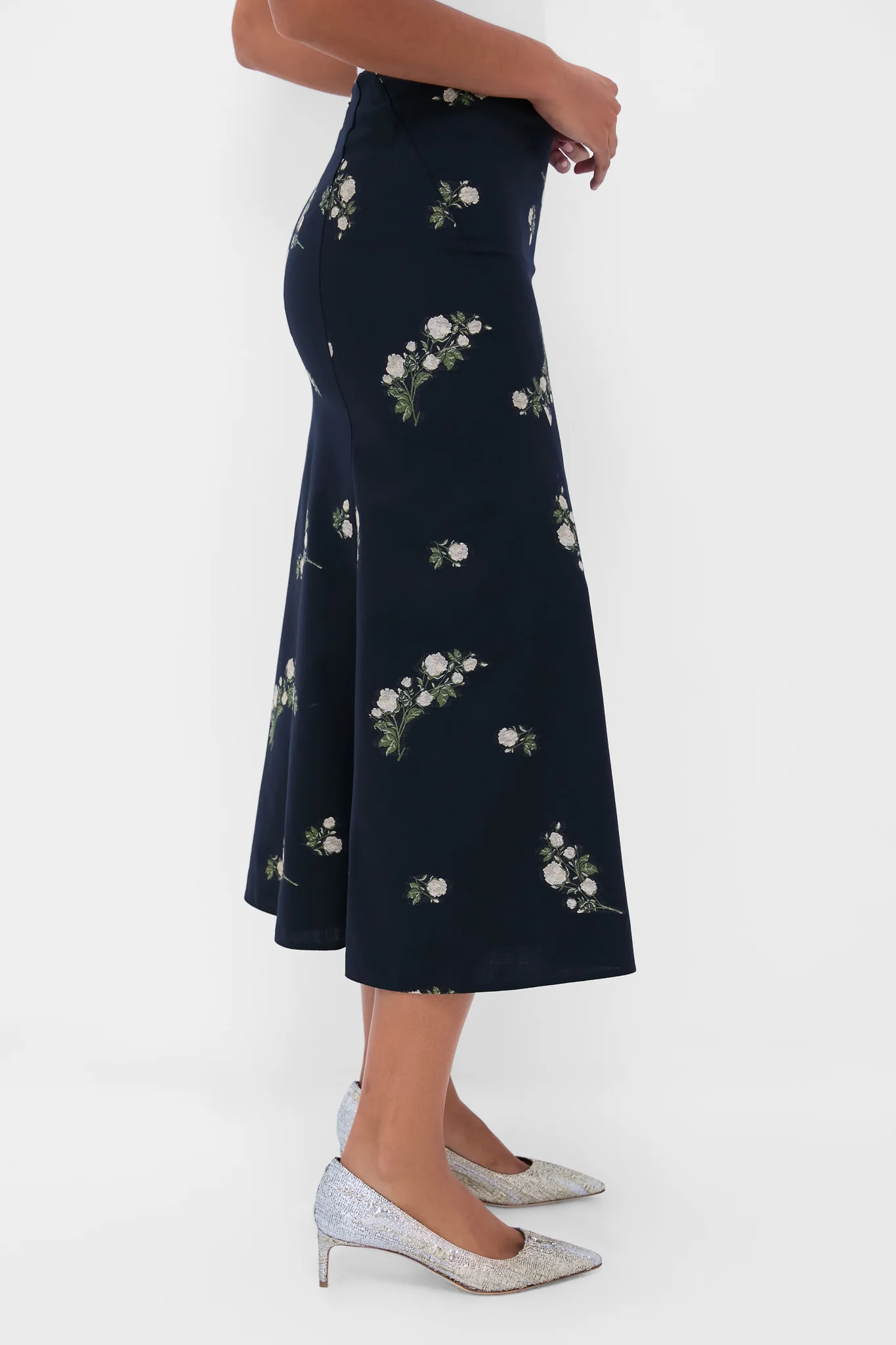 Midnight Blue Pencil Midi Skirt - Image 3