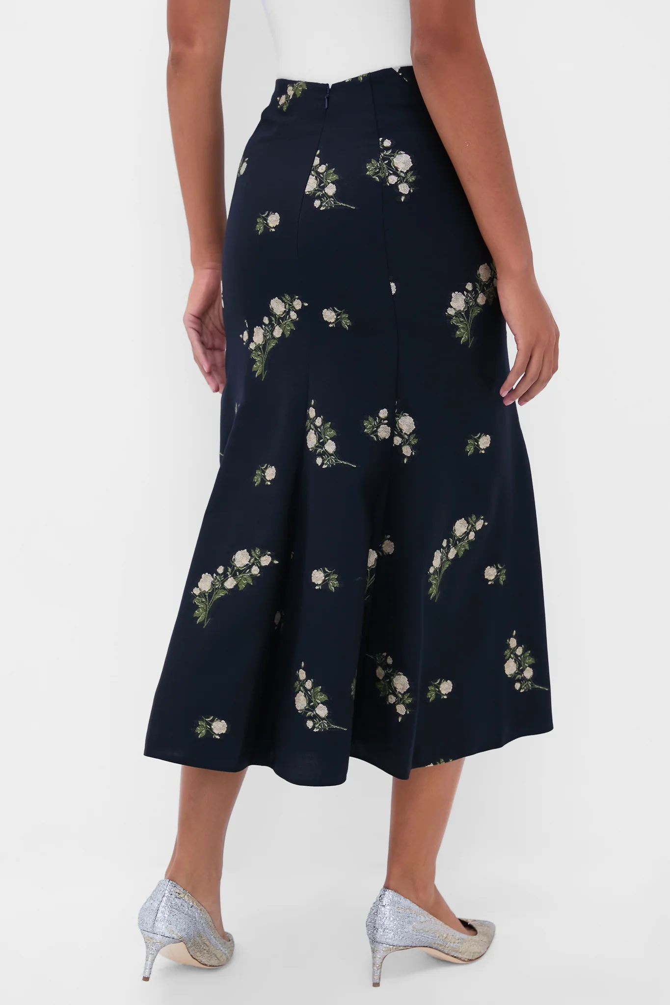 Midnight Blue Pencil Midi Skirt - Image 4