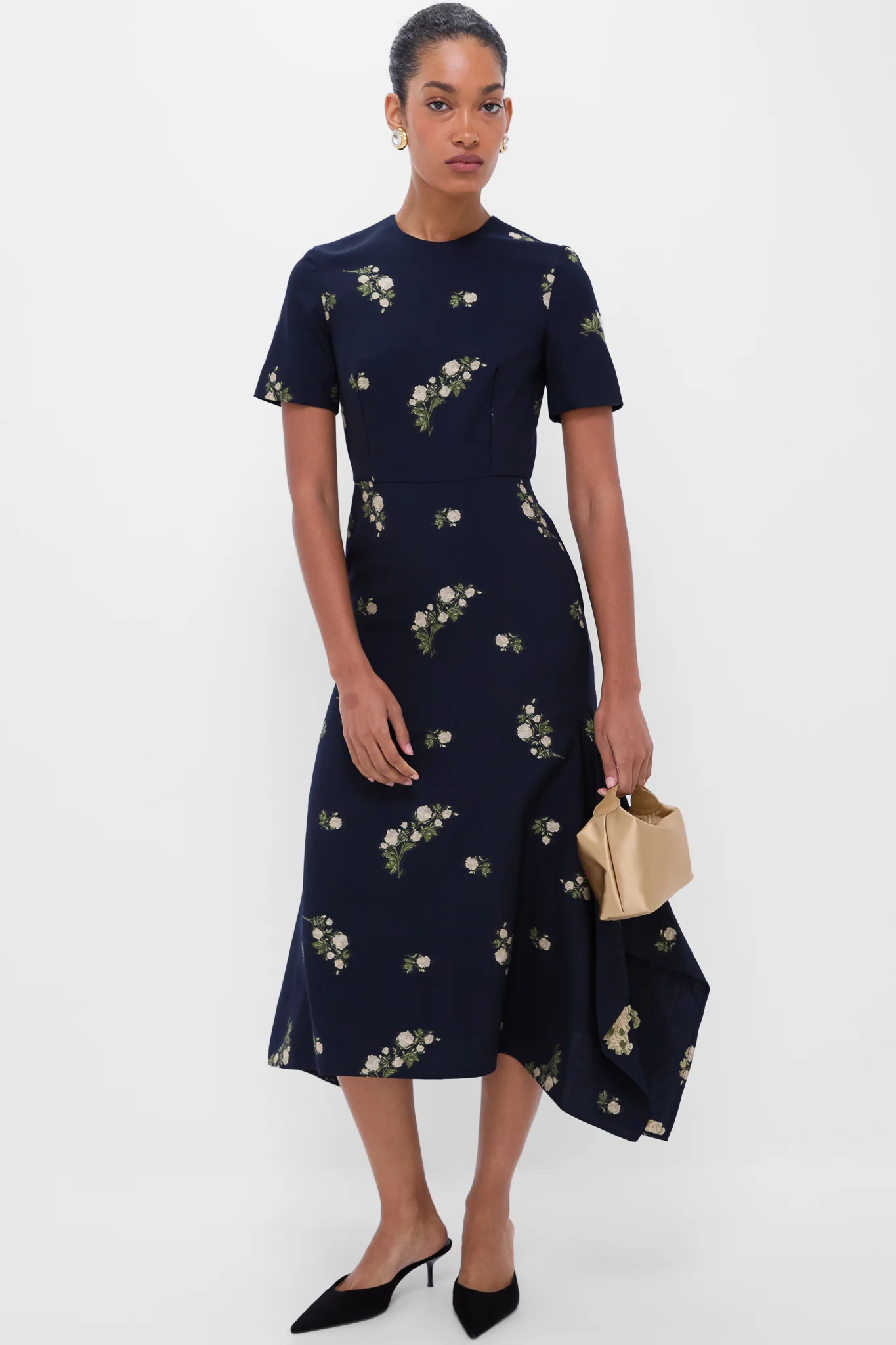 Midnight Blue Short Sleeve Midi Dress - Image 2