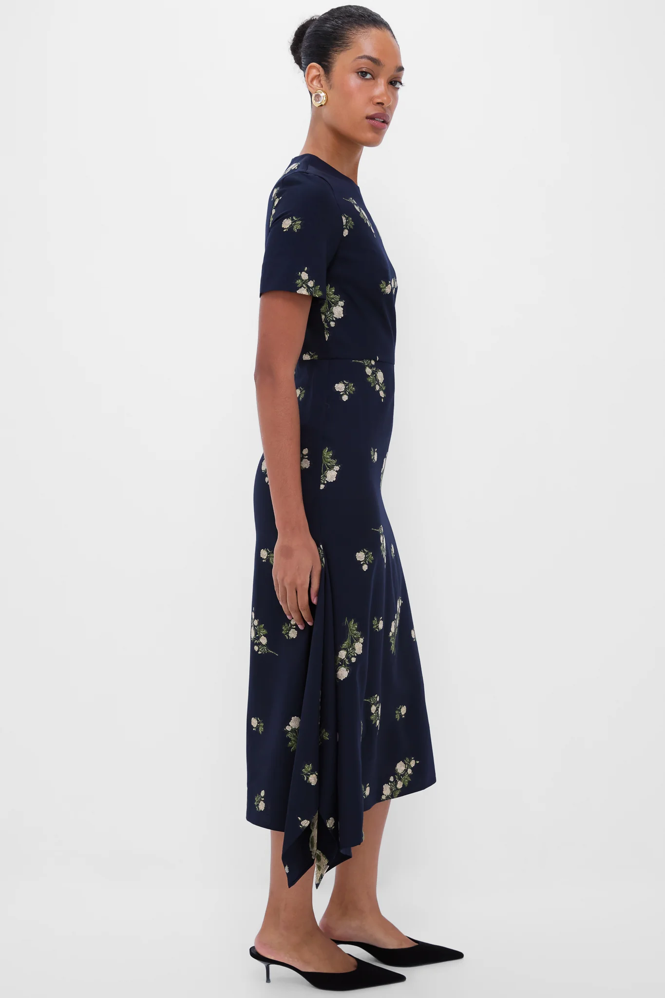 Midnight Blue Short Sleeve Midi Dress - Image 3