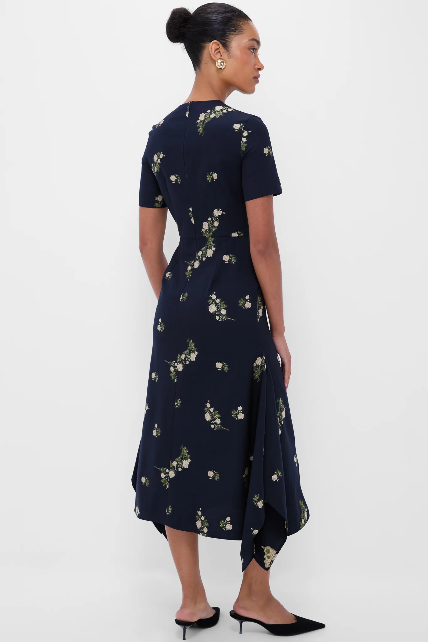 Midnight Blue Short Sleeve Midi Dress - Image 4