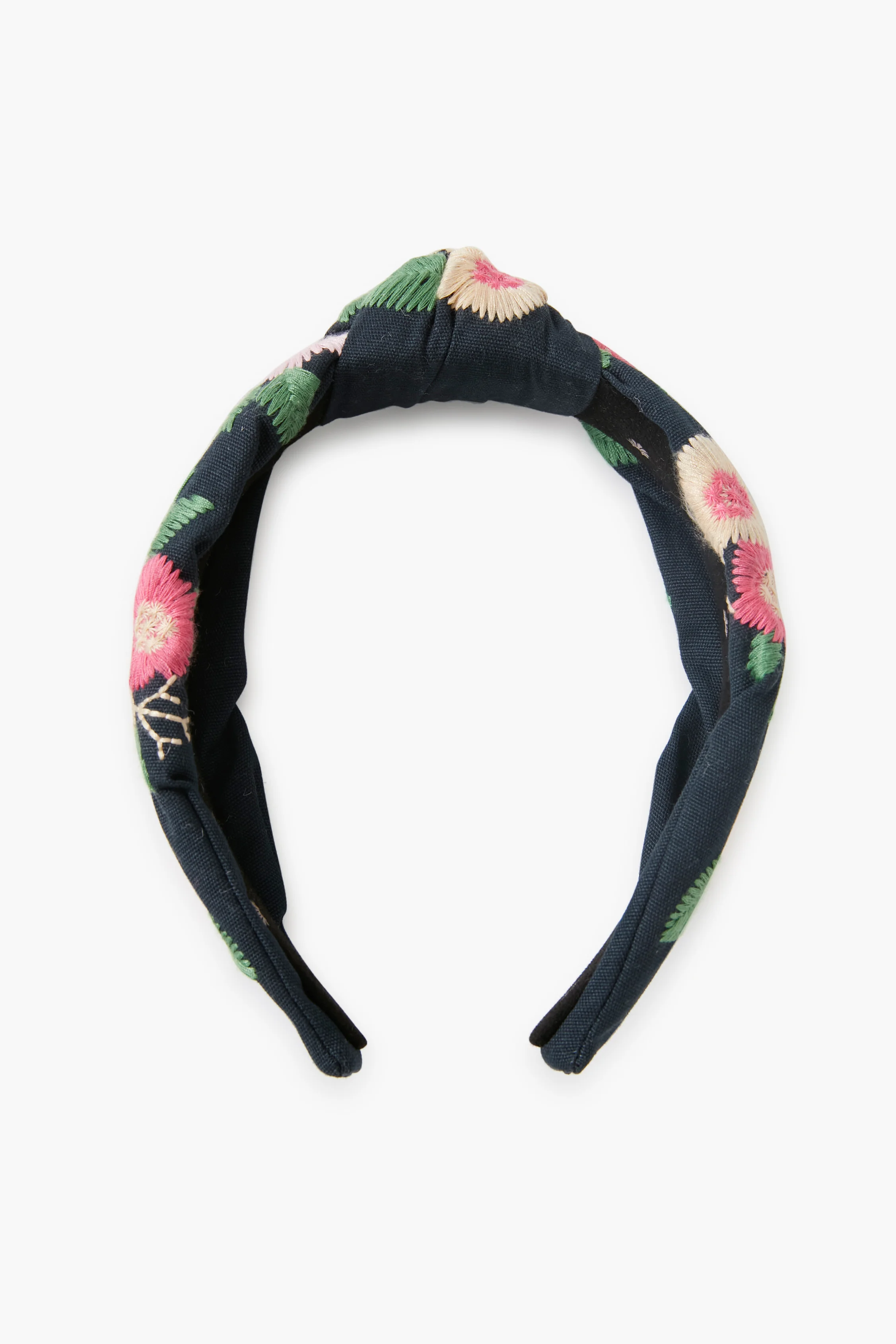 Midnight Bouquet Floral Embroidered Knotted Headband - Image 3