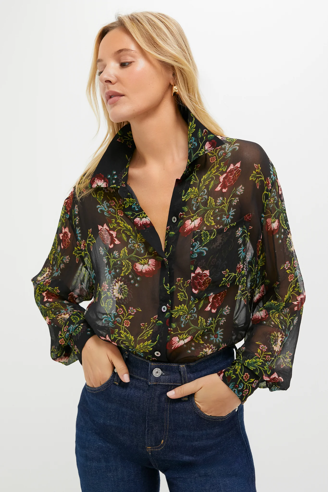 Midnight Moonflower Sheer Alysse Blouse - Image 6