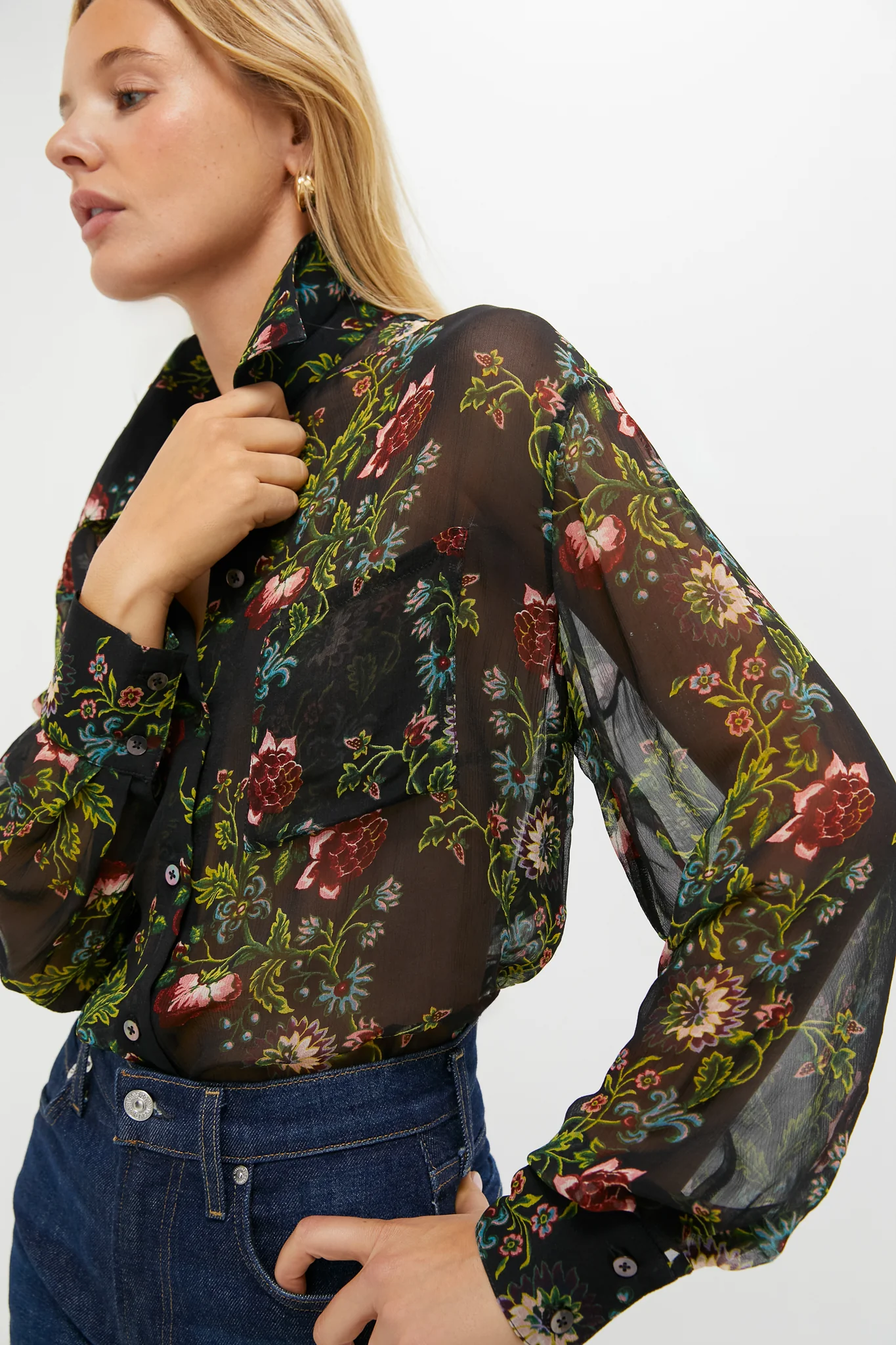 Midnight Moonflower Sheer Alysse Blouse - Image 7