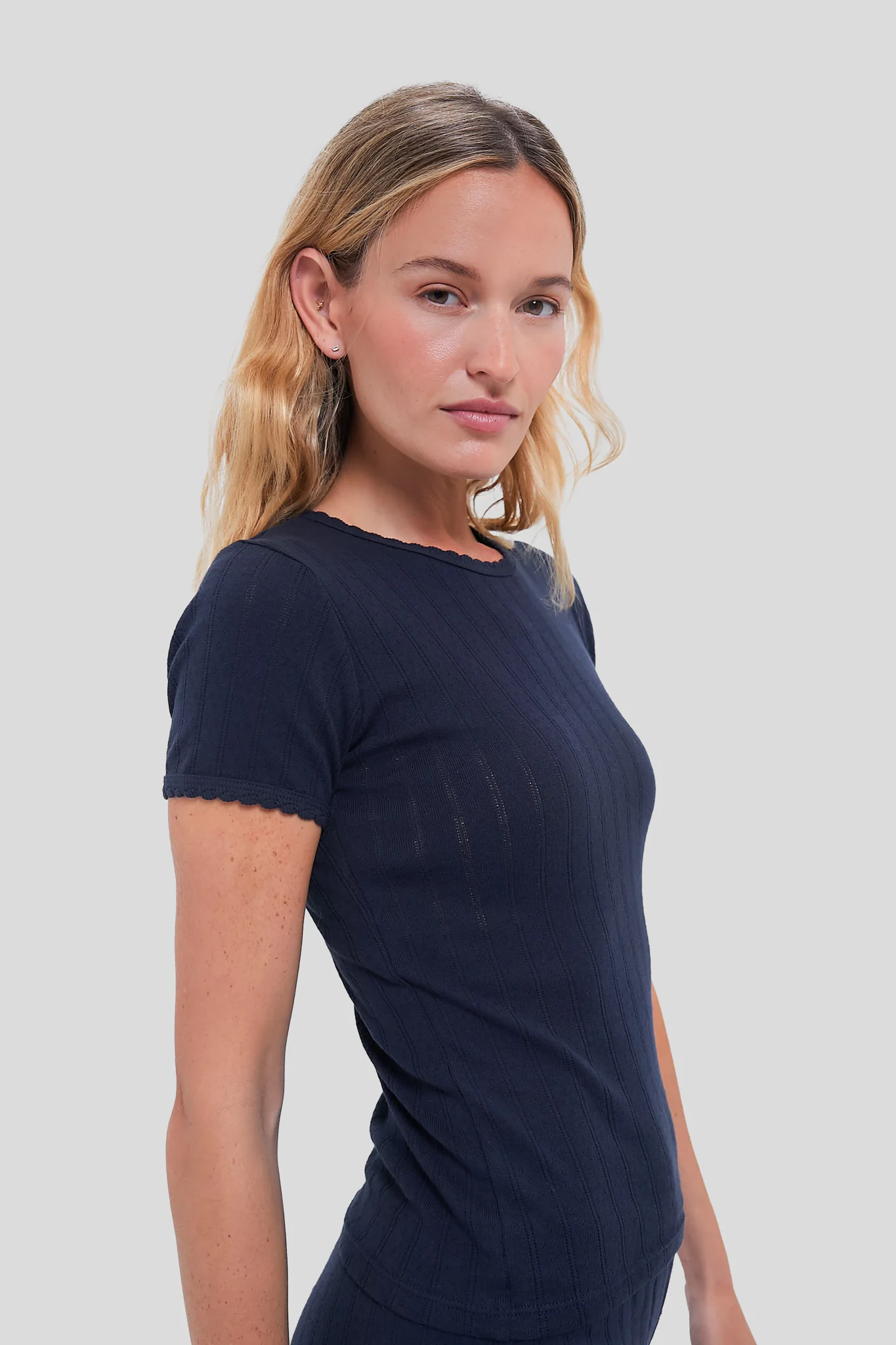 Midnight Pointelle Slim Fit Tee - Image 4