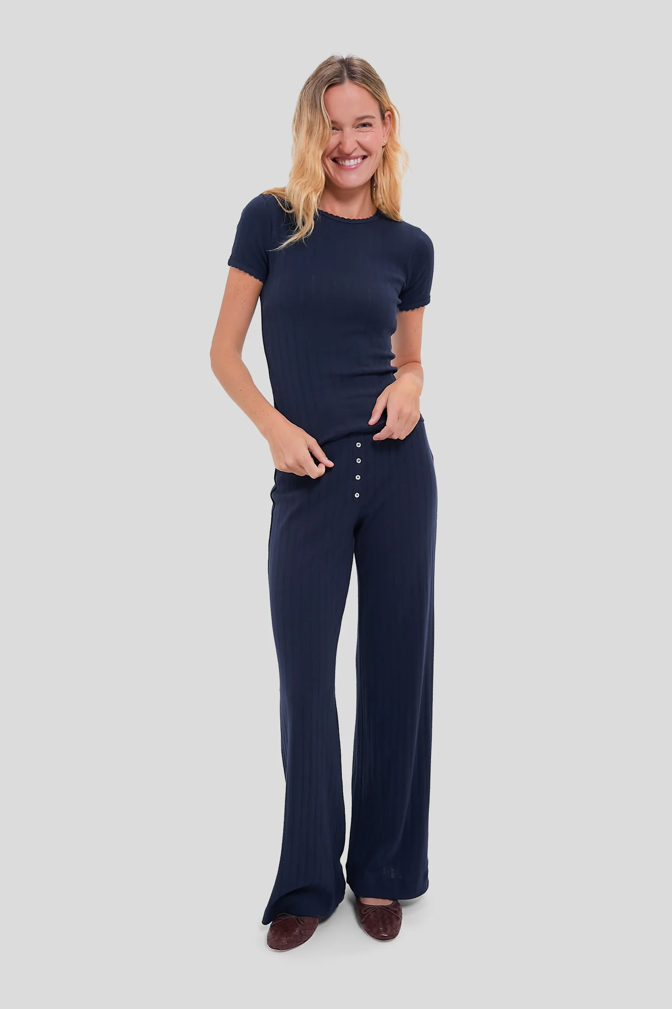 Midnight Pointelle Slim Fit Tee - Image 5