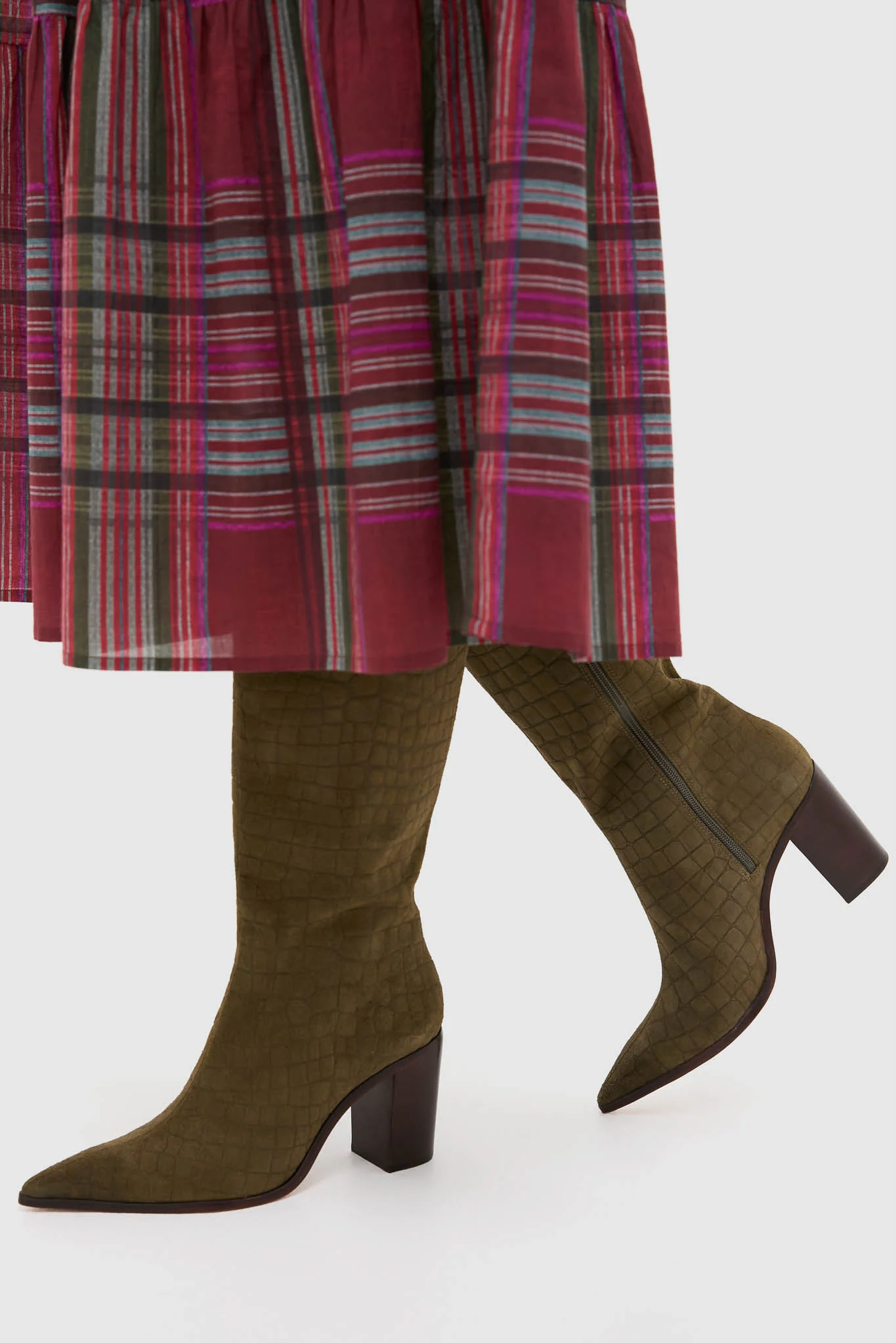 Military Green Mary Up Block Boots - Image 2