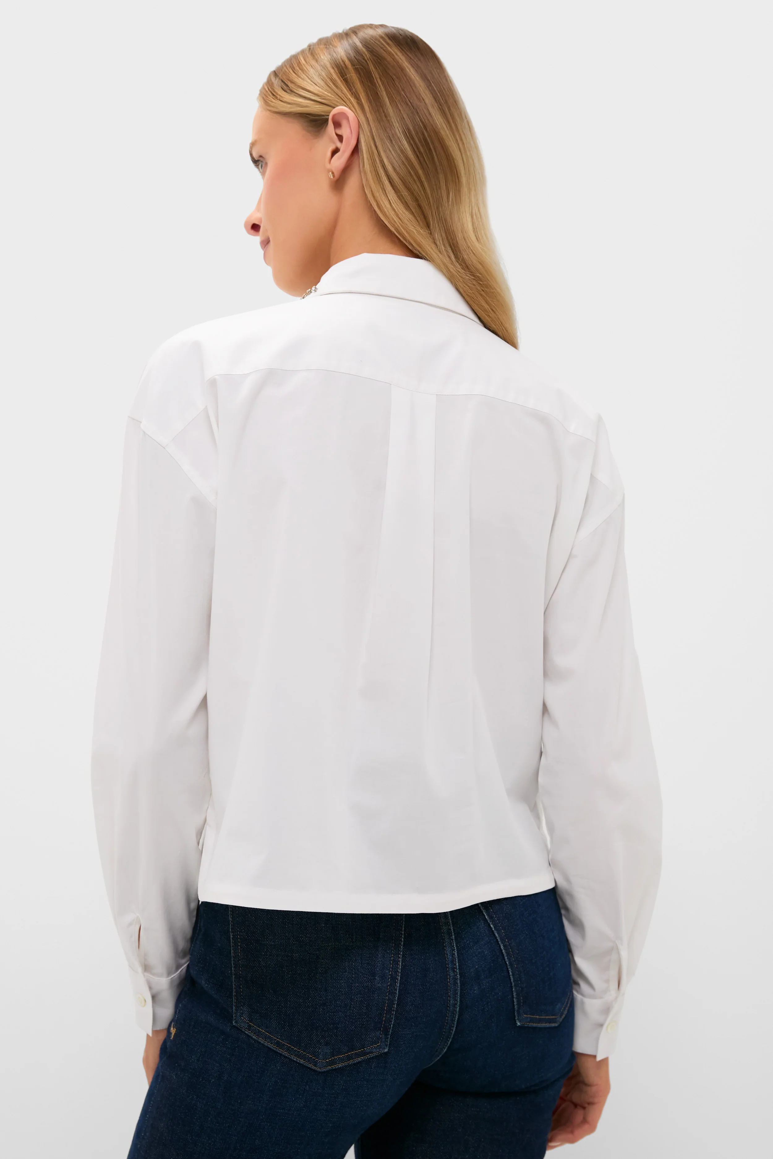 White Embellished Cropped Jasper Button Down - Image 4