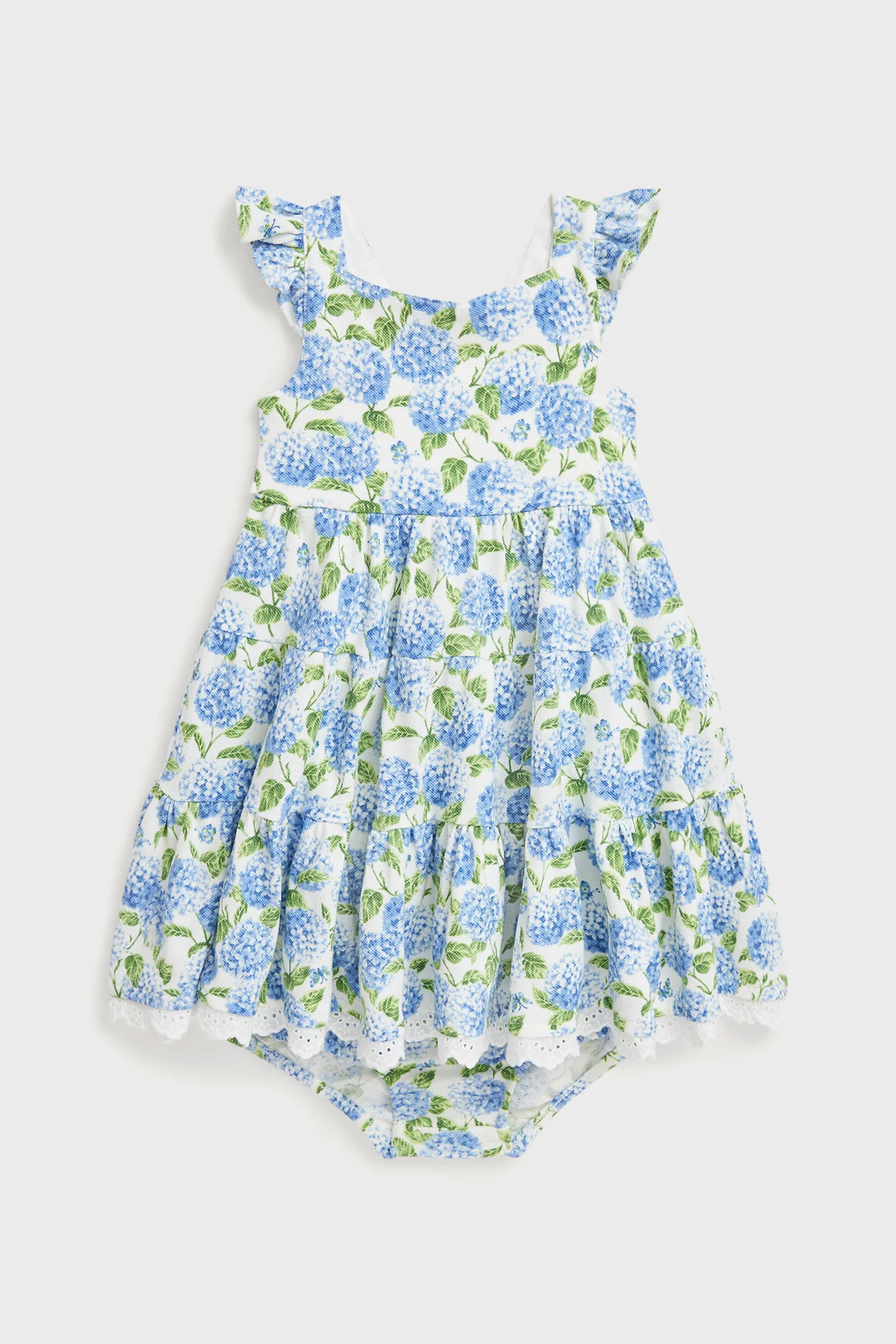 Mini Hydrangea Sleeveless Cotton Mesh Floral Printed Dress