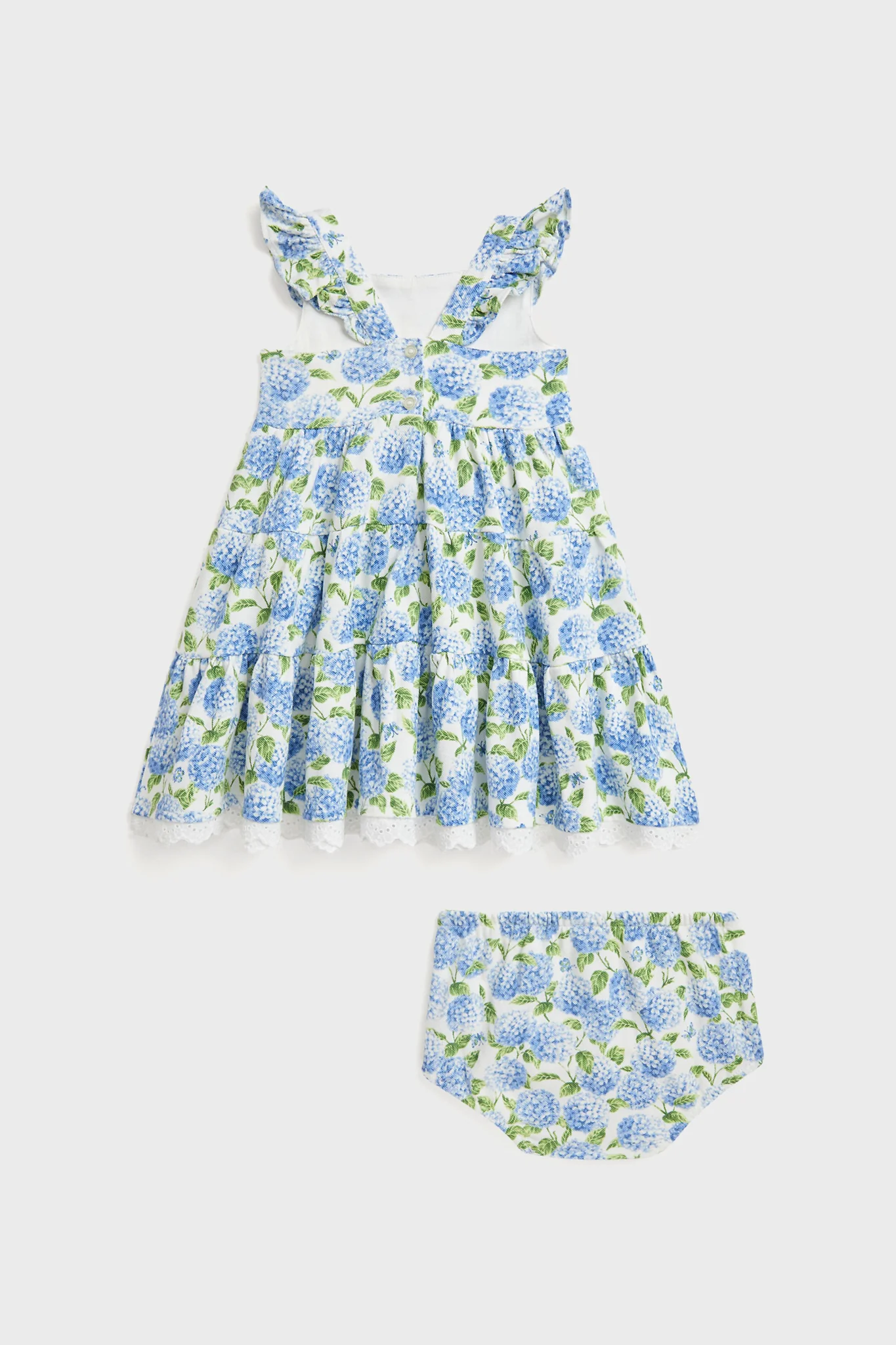 Mini Hydrangea Sleeveless Cotton Mesh Floral Printed Dress - Image 2