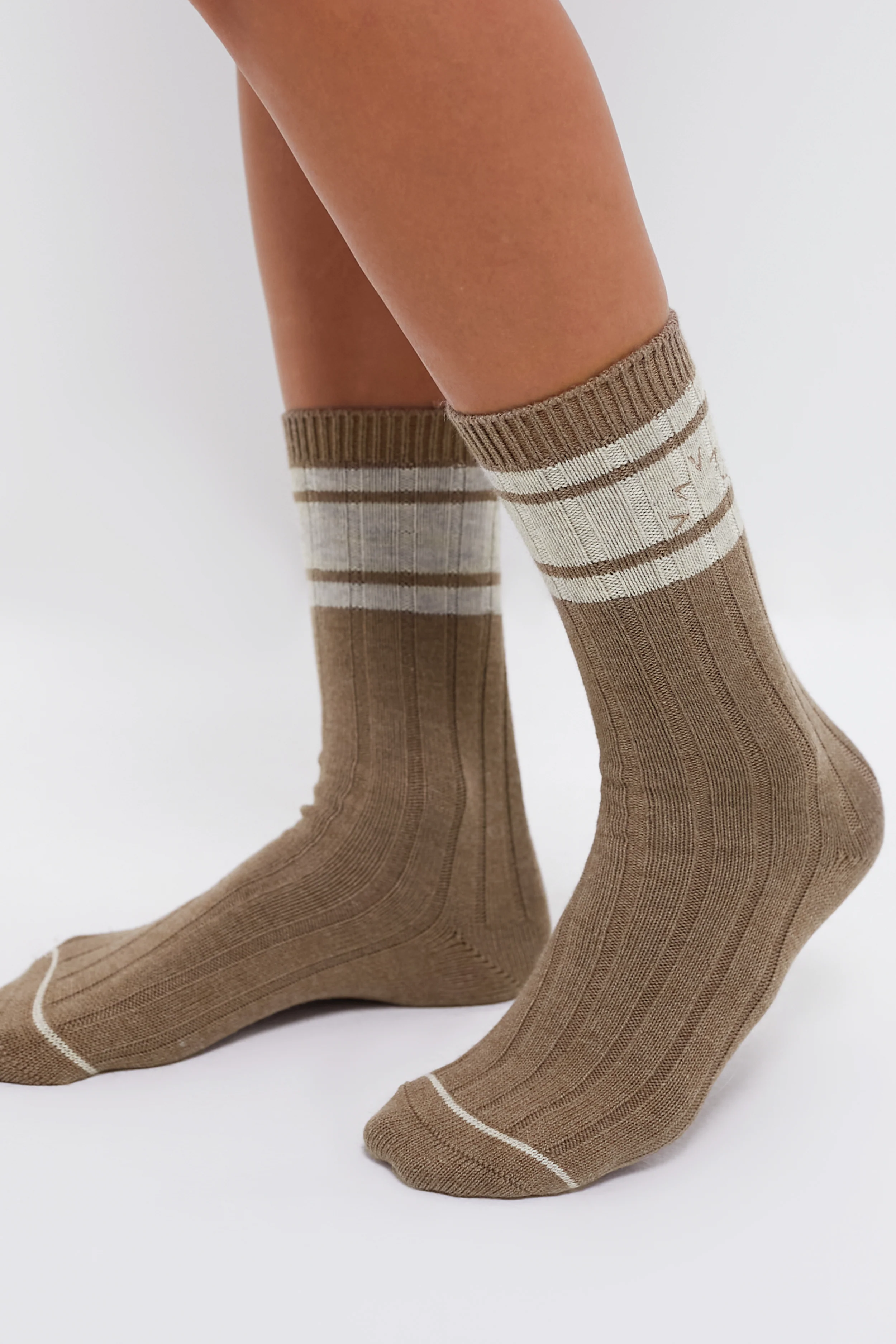 Mink Taupe Marl Malissa Plush Wide Rib Sock - Image 2