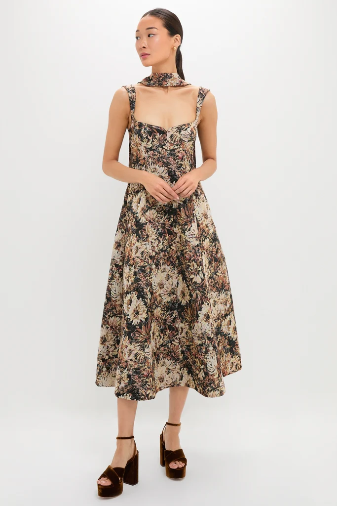 Mirelle Jacquard Zinnia Midi Dress