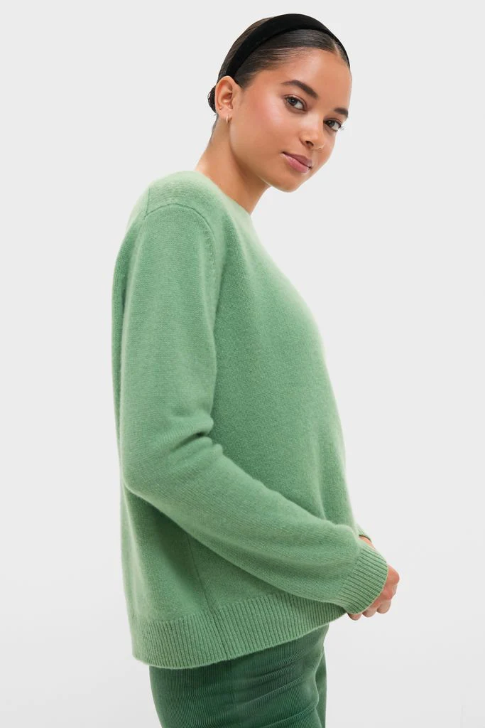 Meadow Green Cashmere Boyfriend Bodie Crewneck Sweater - Image 3
