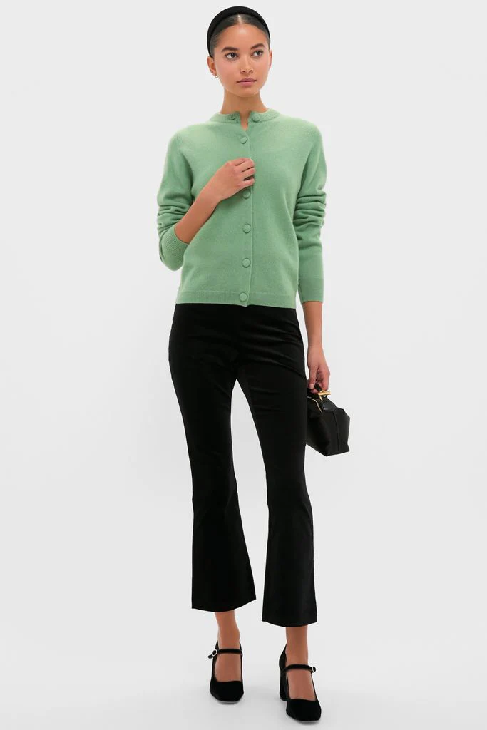 Meadow Green Cashmere Covered Button Quinn Cardigan - Image 2