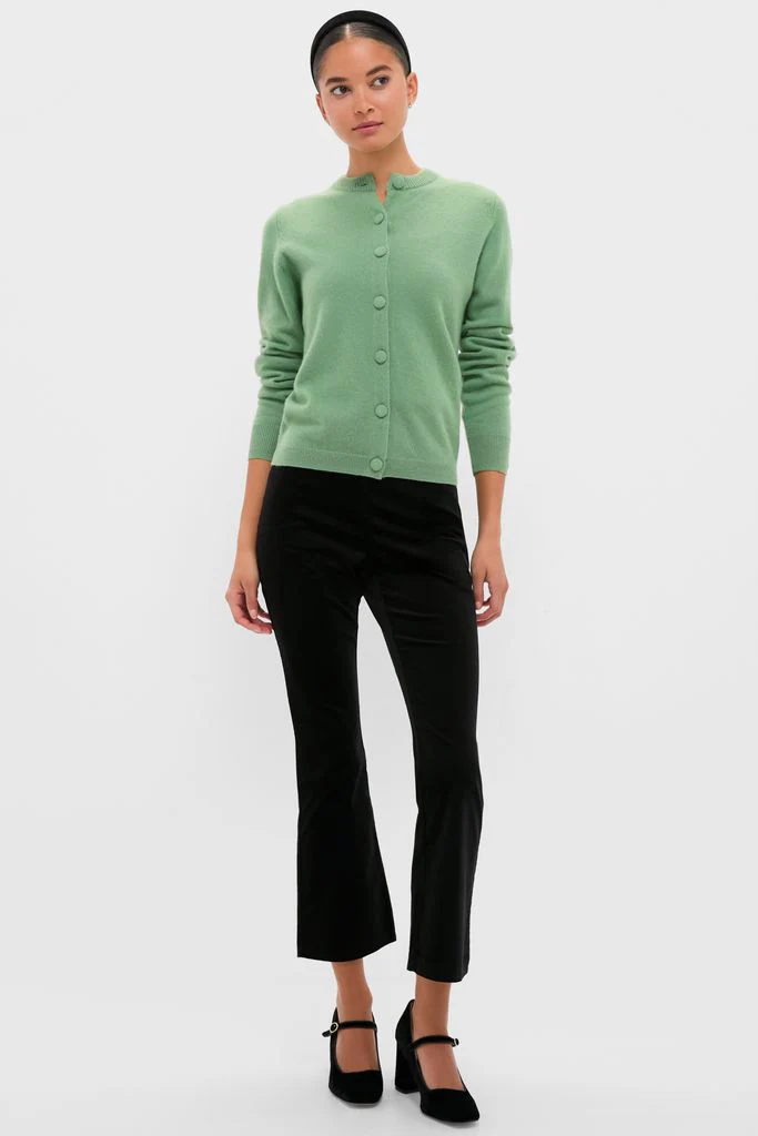 Meadow Green Cashmere Covered Button Quinn Cardigan - Image 6
