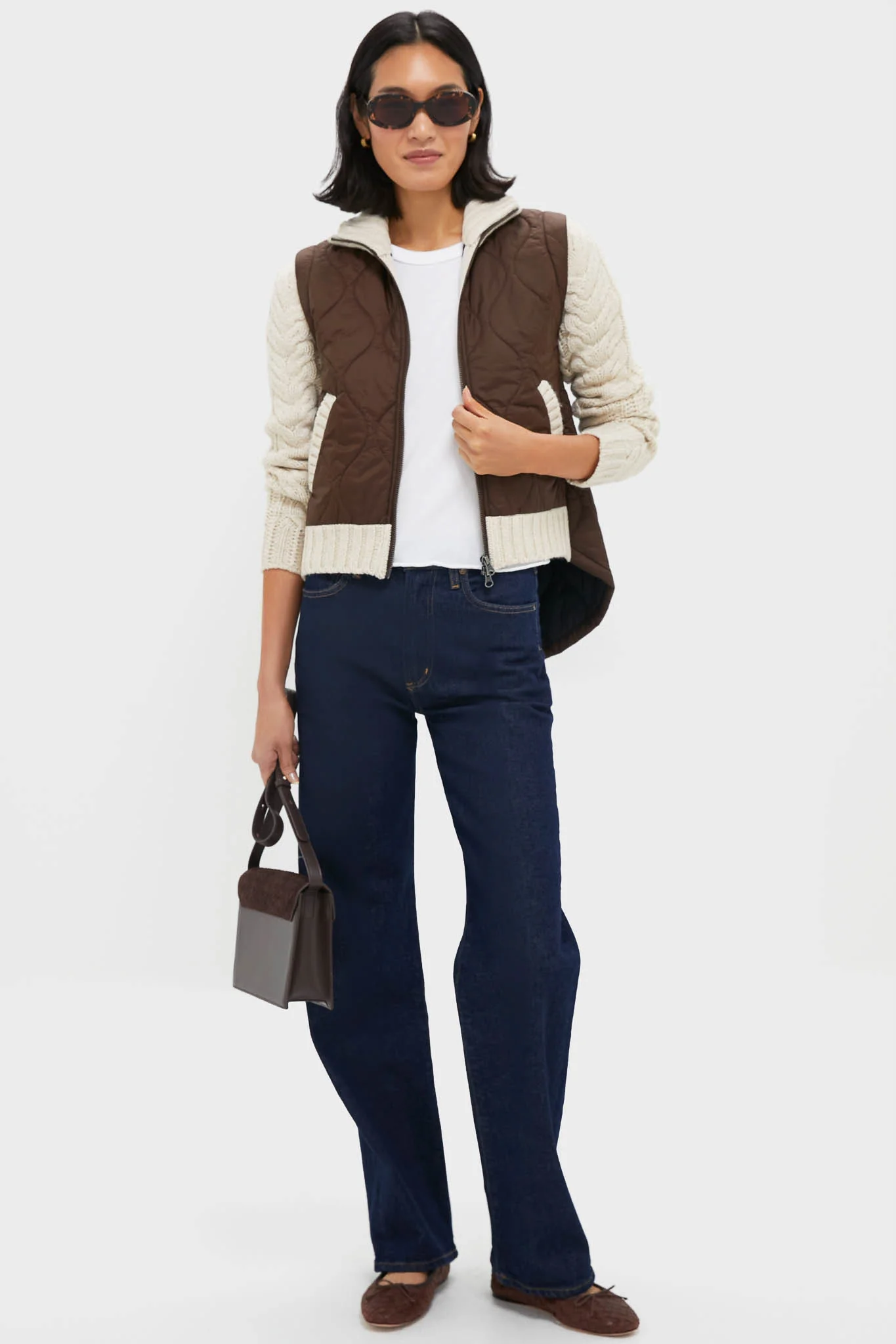 Mocha and Heathered Sand Patra Mixed Media Jacket - Image 2