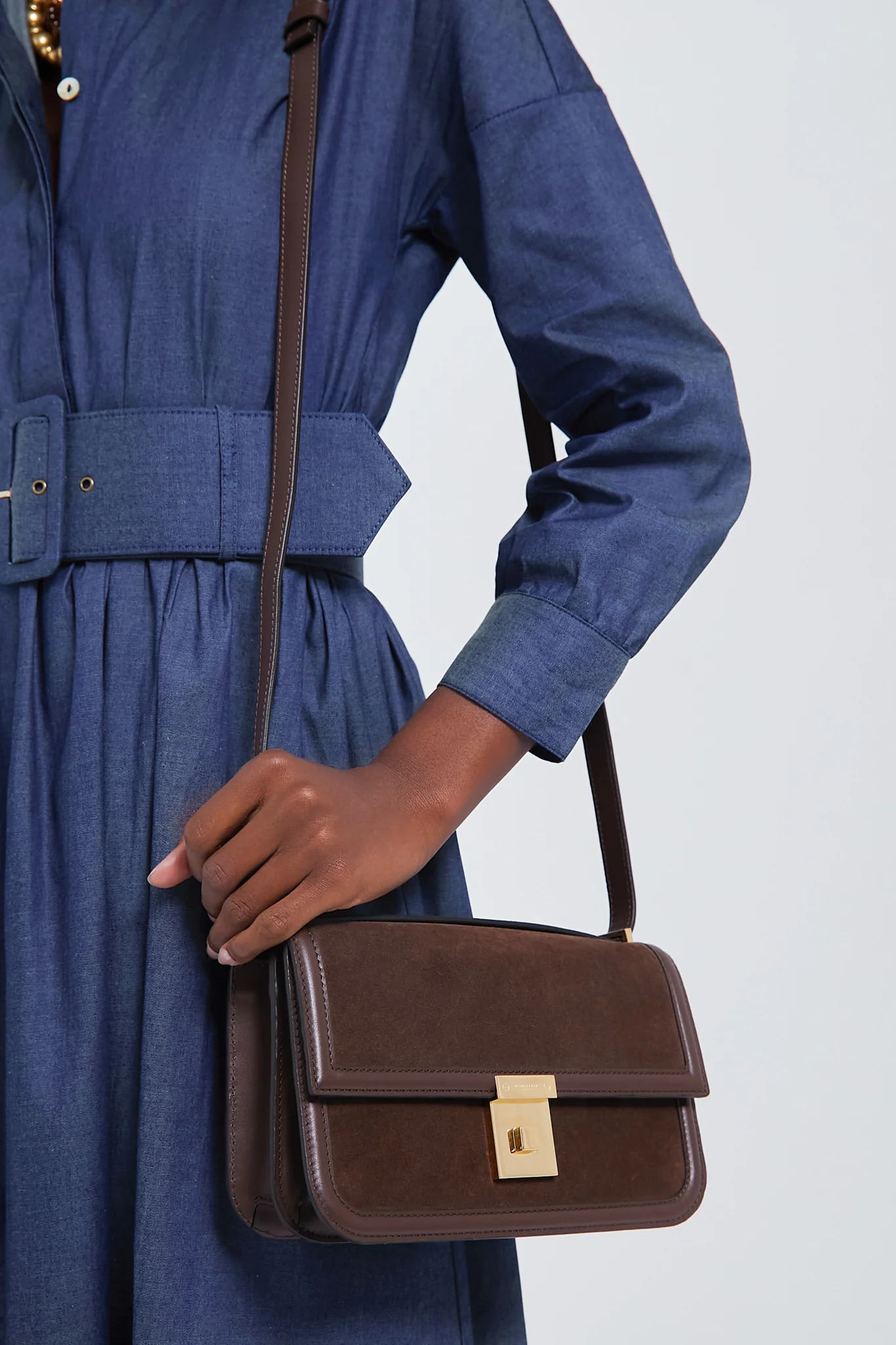 Mocha Suede Paris Shoulder Bag - Image 3