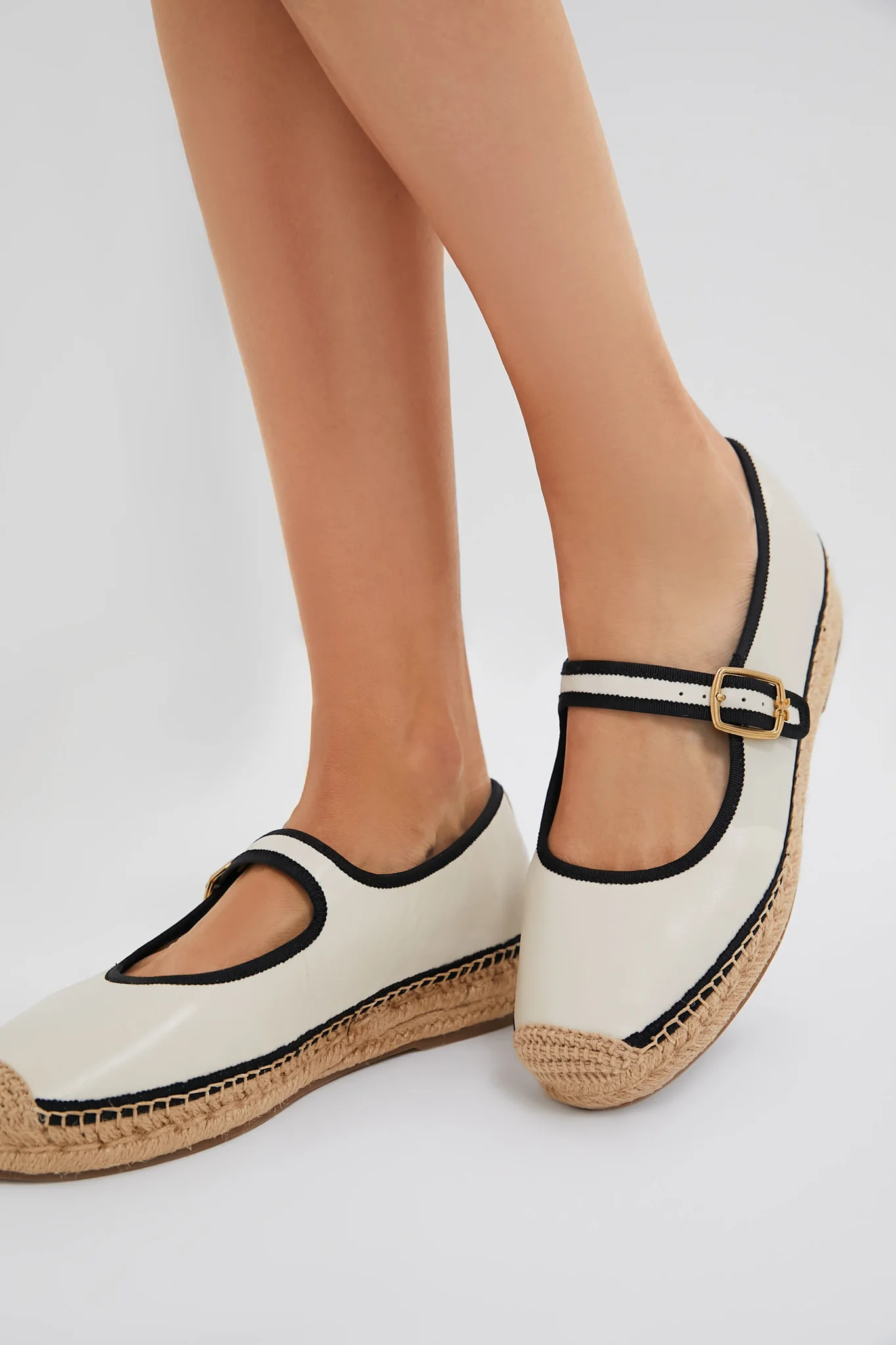 Modern Ivory and Black Mackie Mary Jane Espadrille - Image 2
