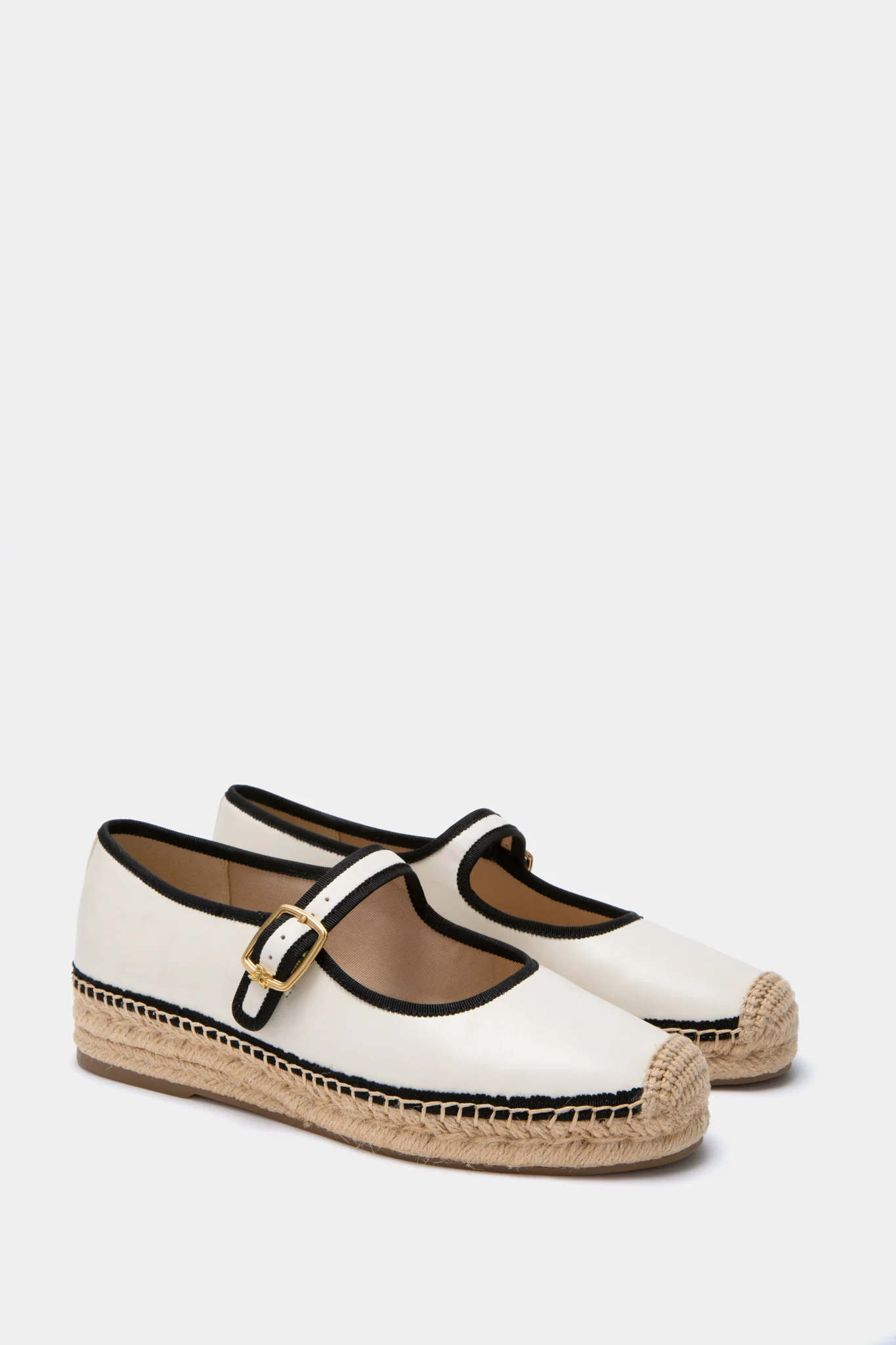 Modern Ivory and Black Mackie Mary Jane Espadrille - Image 4
