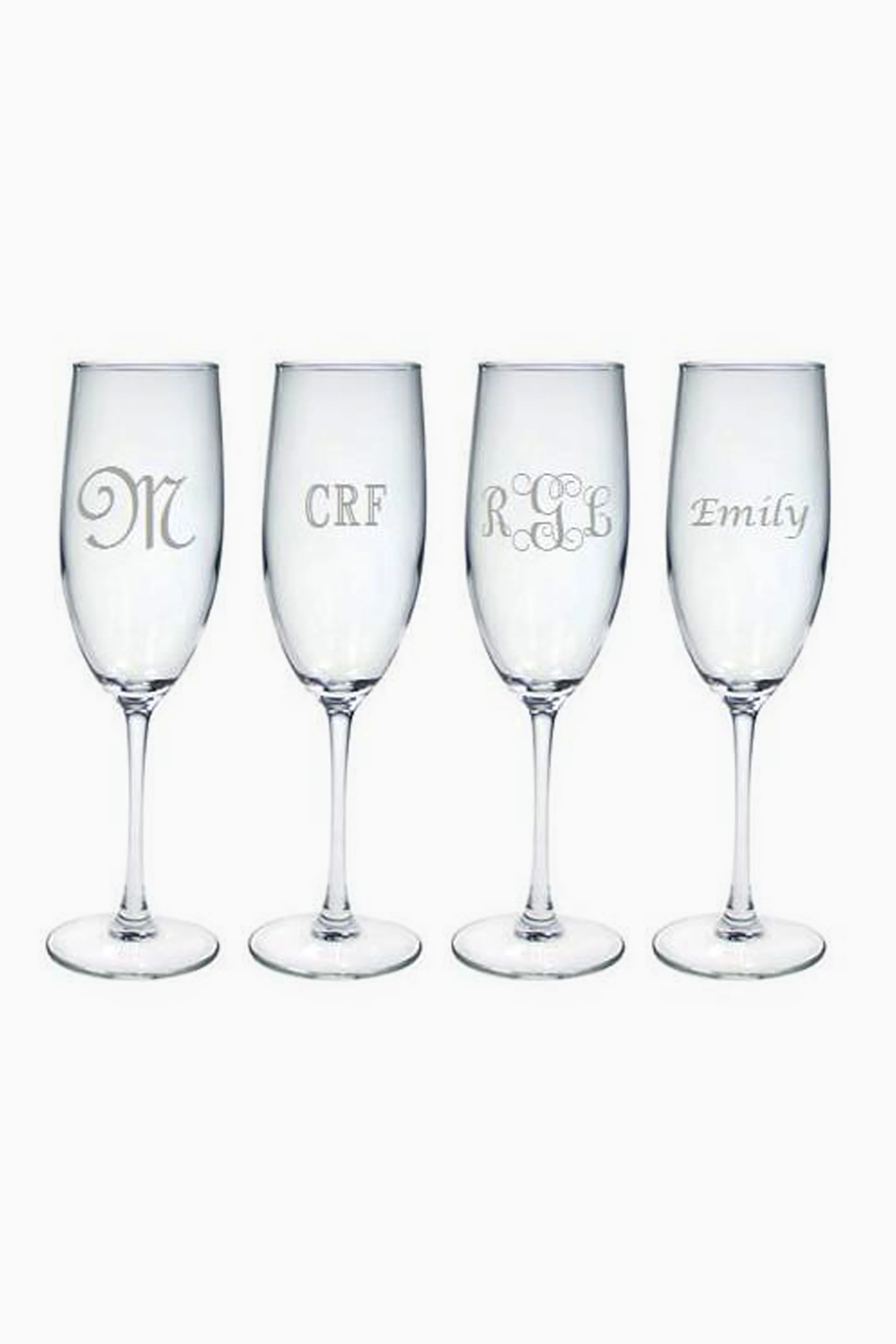 Monogrammed Glass Champagne Flutes (Set of 4) - Image 2