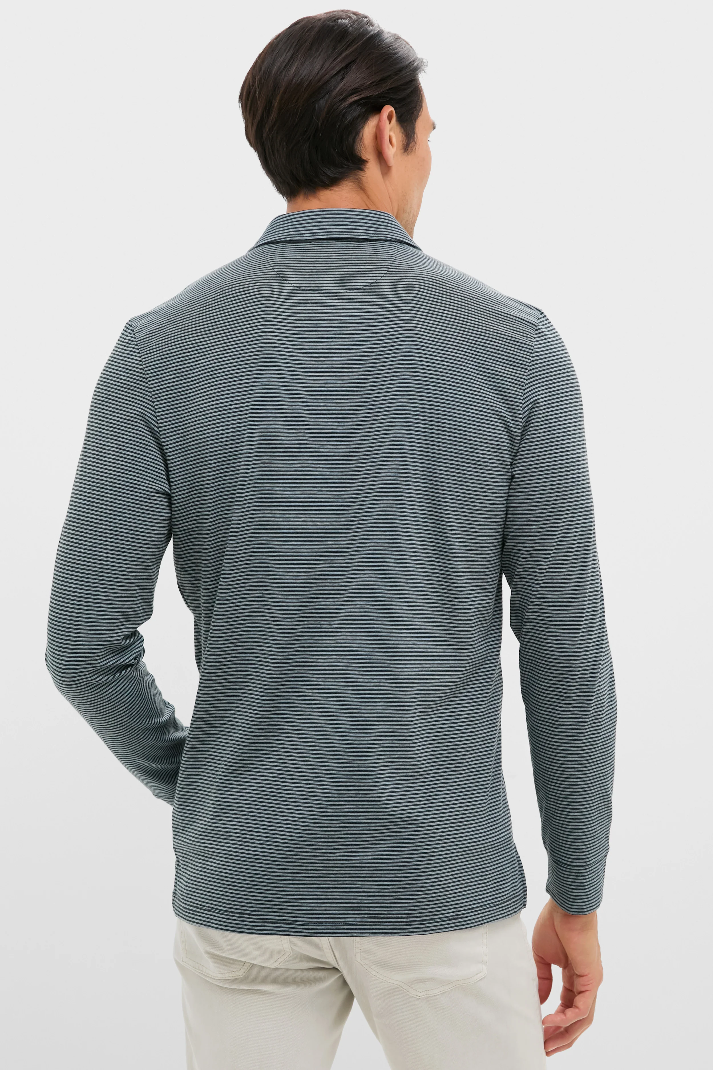 Moonlight Point Stripe Long Sleeve Movement Polo - Image 4