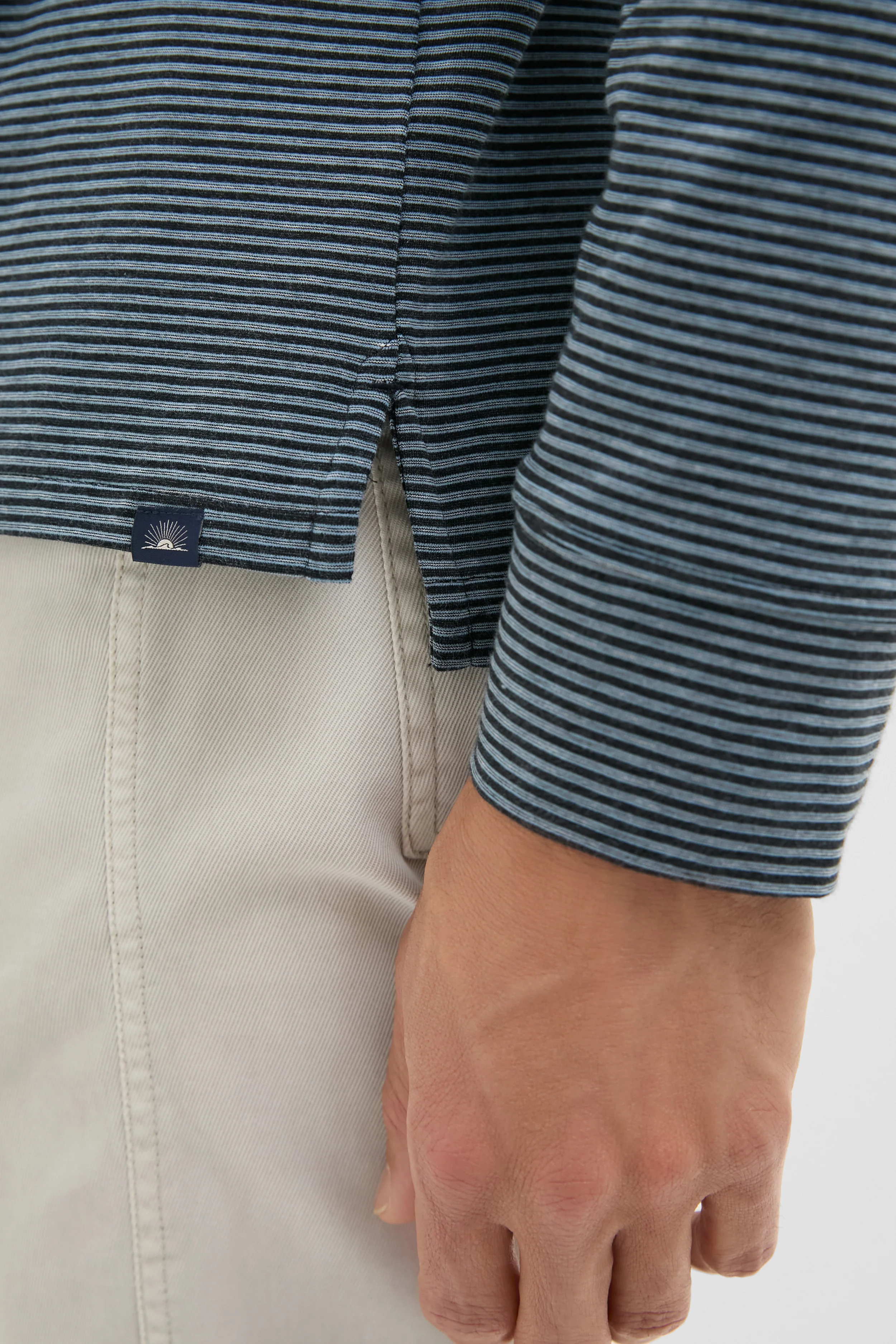 Moonlight Point Stripe Long Sleeve Movement Polo - Image 5