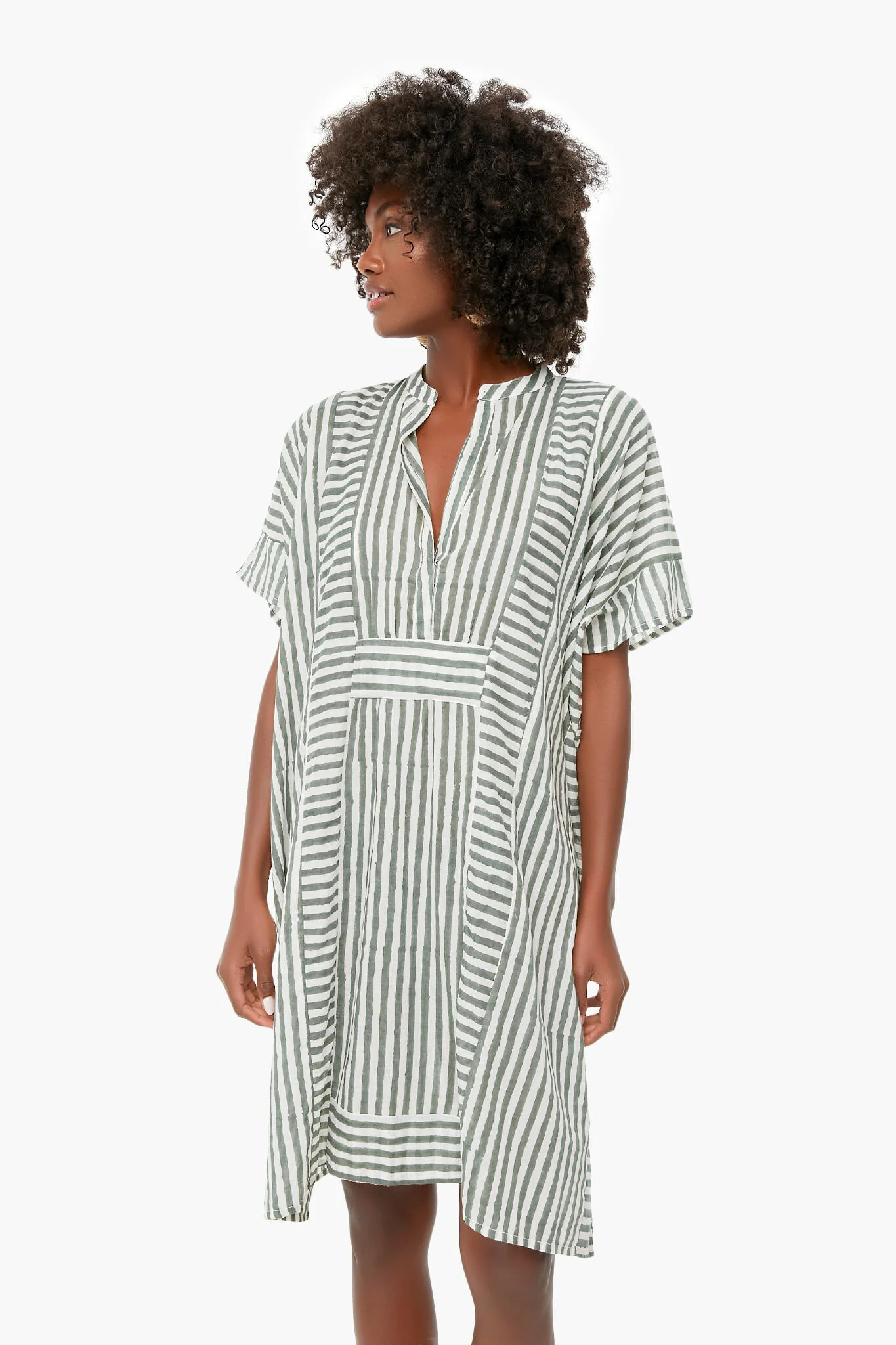Moss Stripe Emerson Short Caftan - Image 2