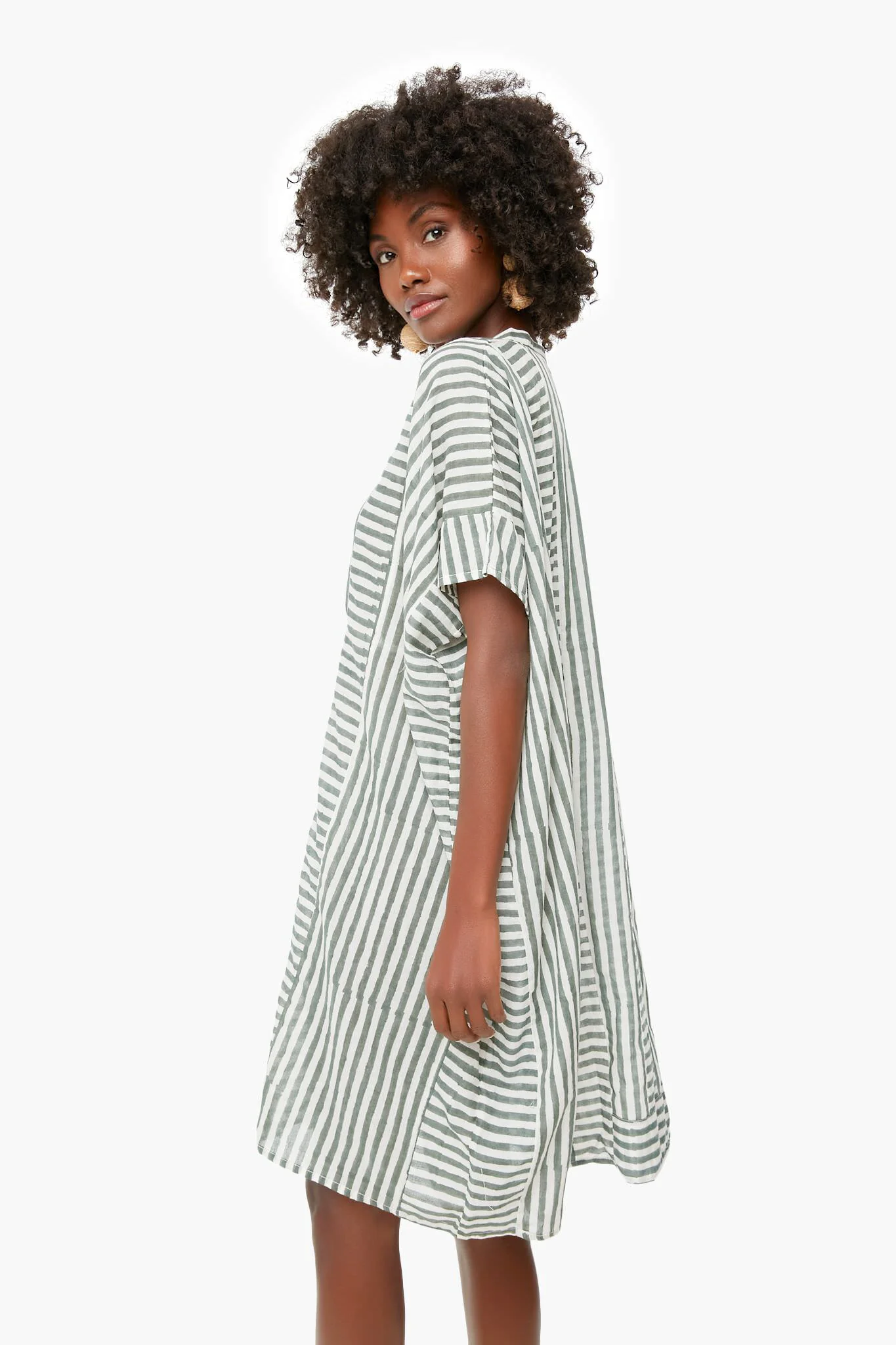 Moss Stripe Emerson Short Caftan - Image 3
