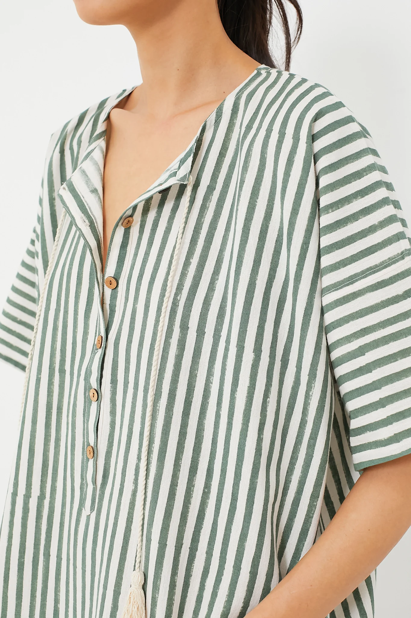 Moss Stripe Organic Baja Caftan - Image 5