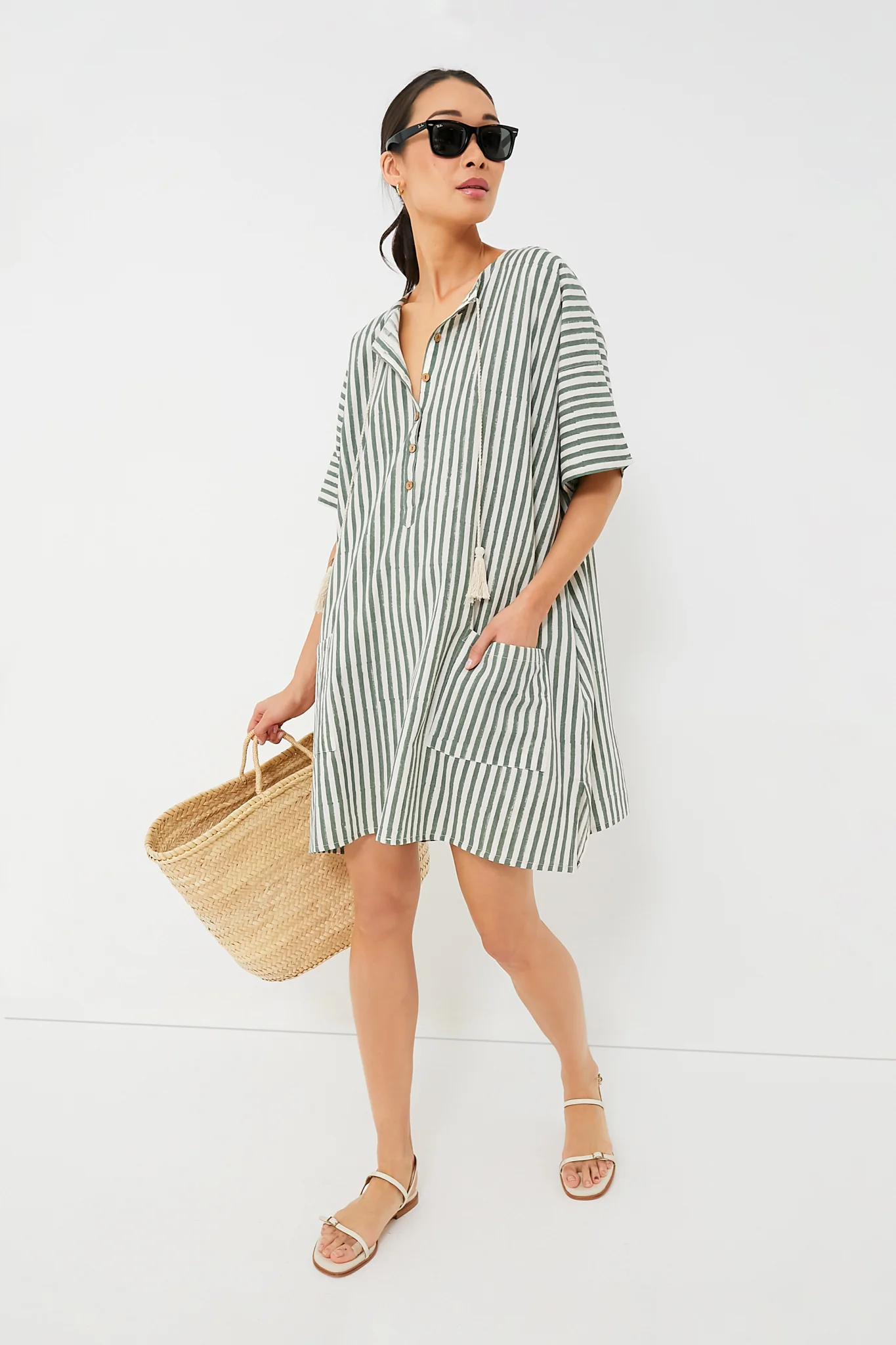 Moss Stripe Organic Baja Caftan - Image 6