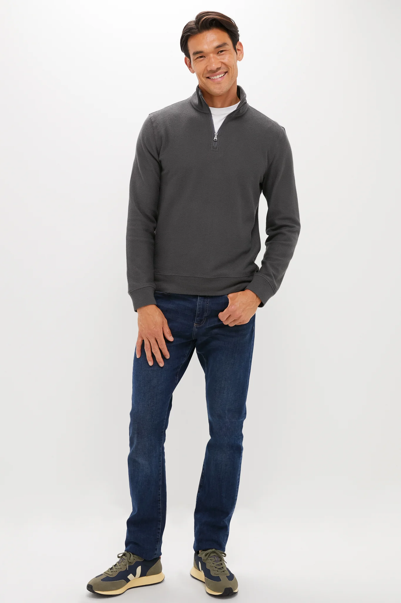 Mountain Coal Textured Knit Quarter Zip - Image 2