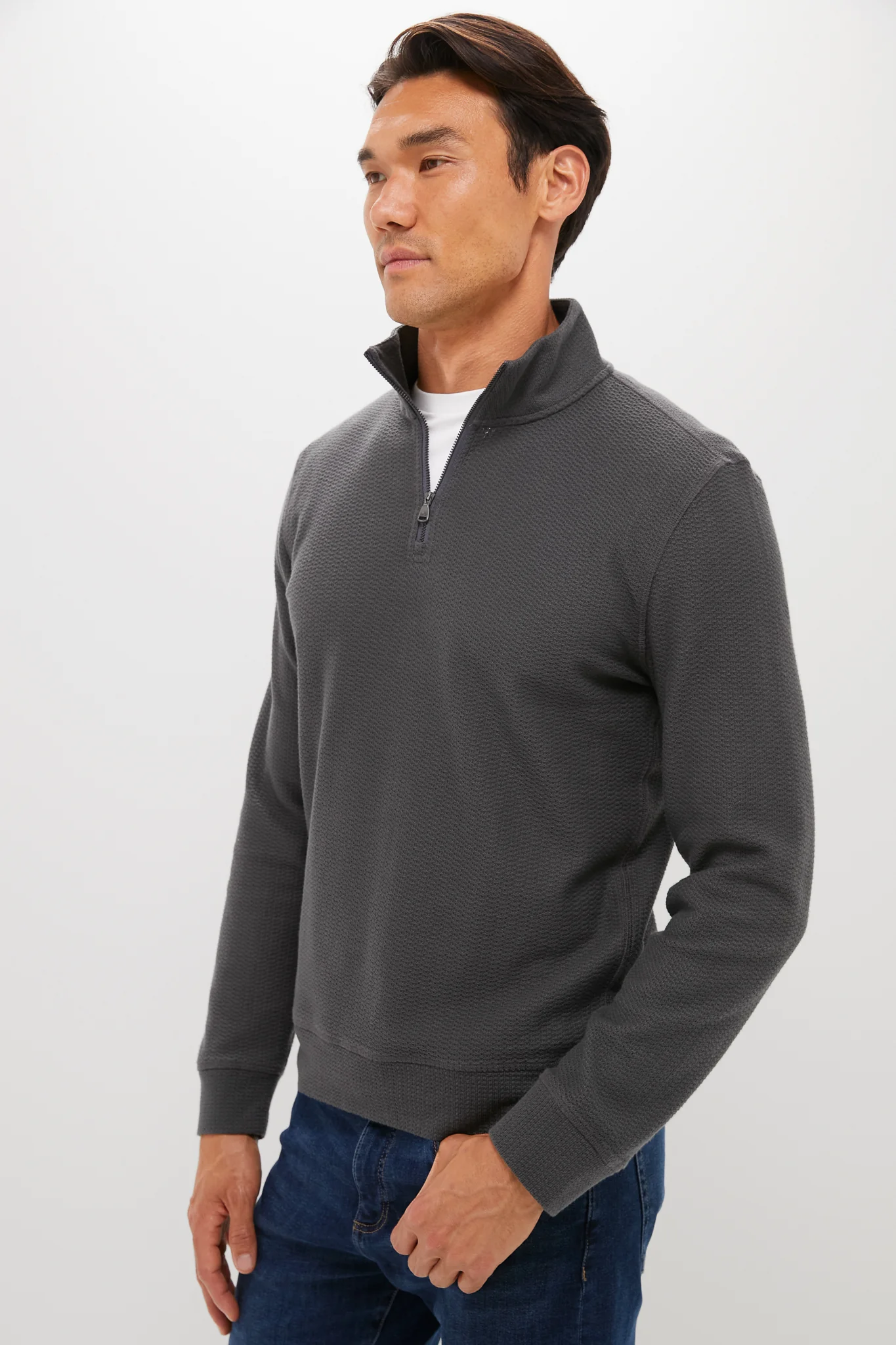 Mountain Coal Textured Knit Quarter Zip - Image 3