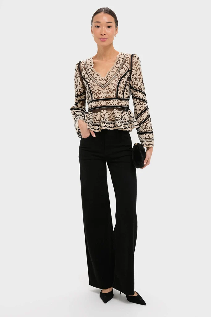 Multi Bea Embroidery Long Sleeve Top - Image 2
