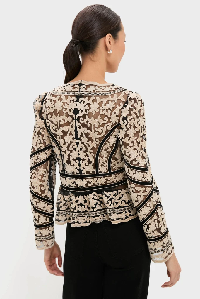 Multi Bea Embroidery Long Sleeve Top - Image 4