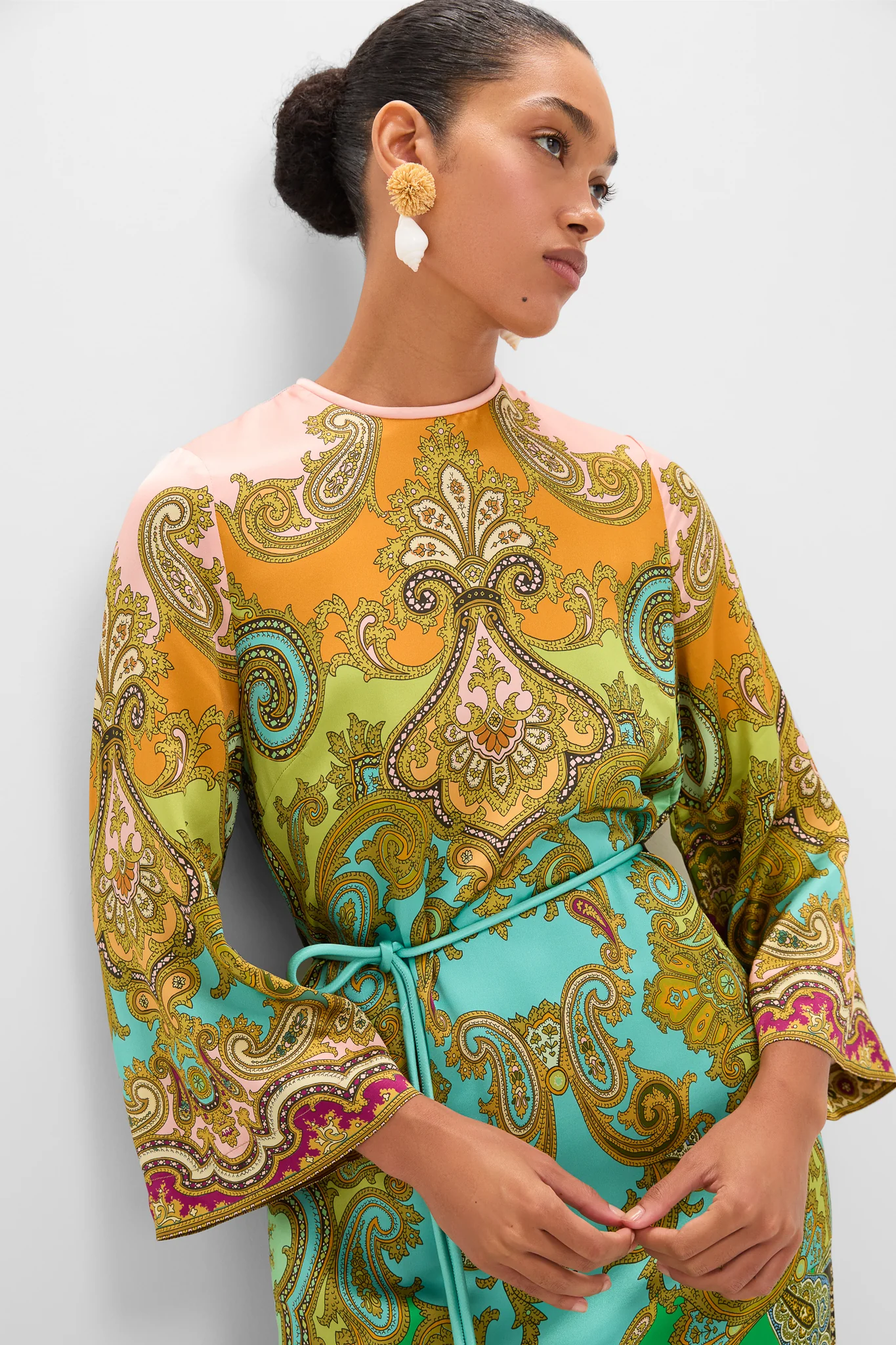 Multi Clemenza Silk Midi Dress - Image 4