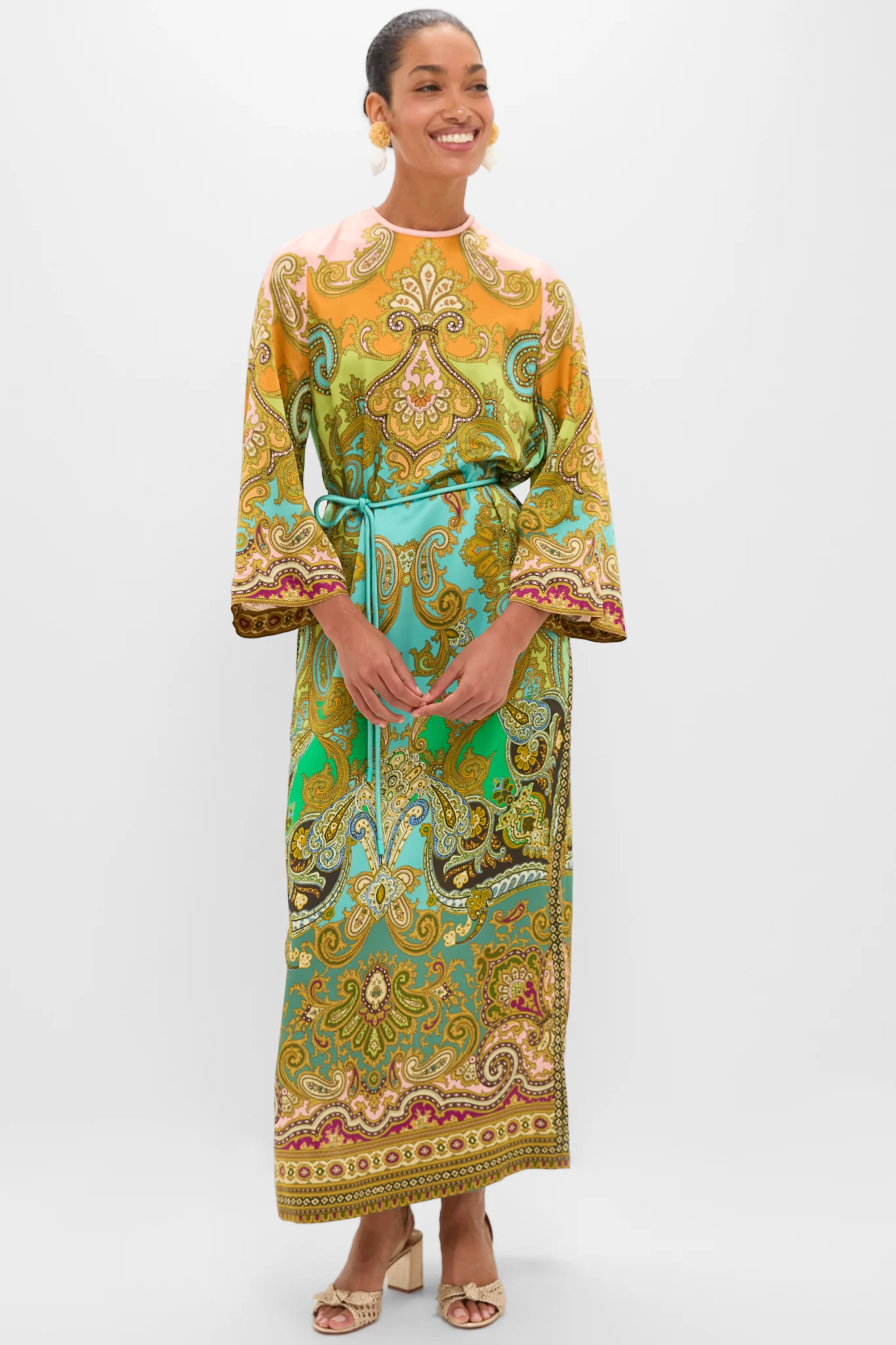 Multi Clemenza Silk Midi Dress - Image 6
